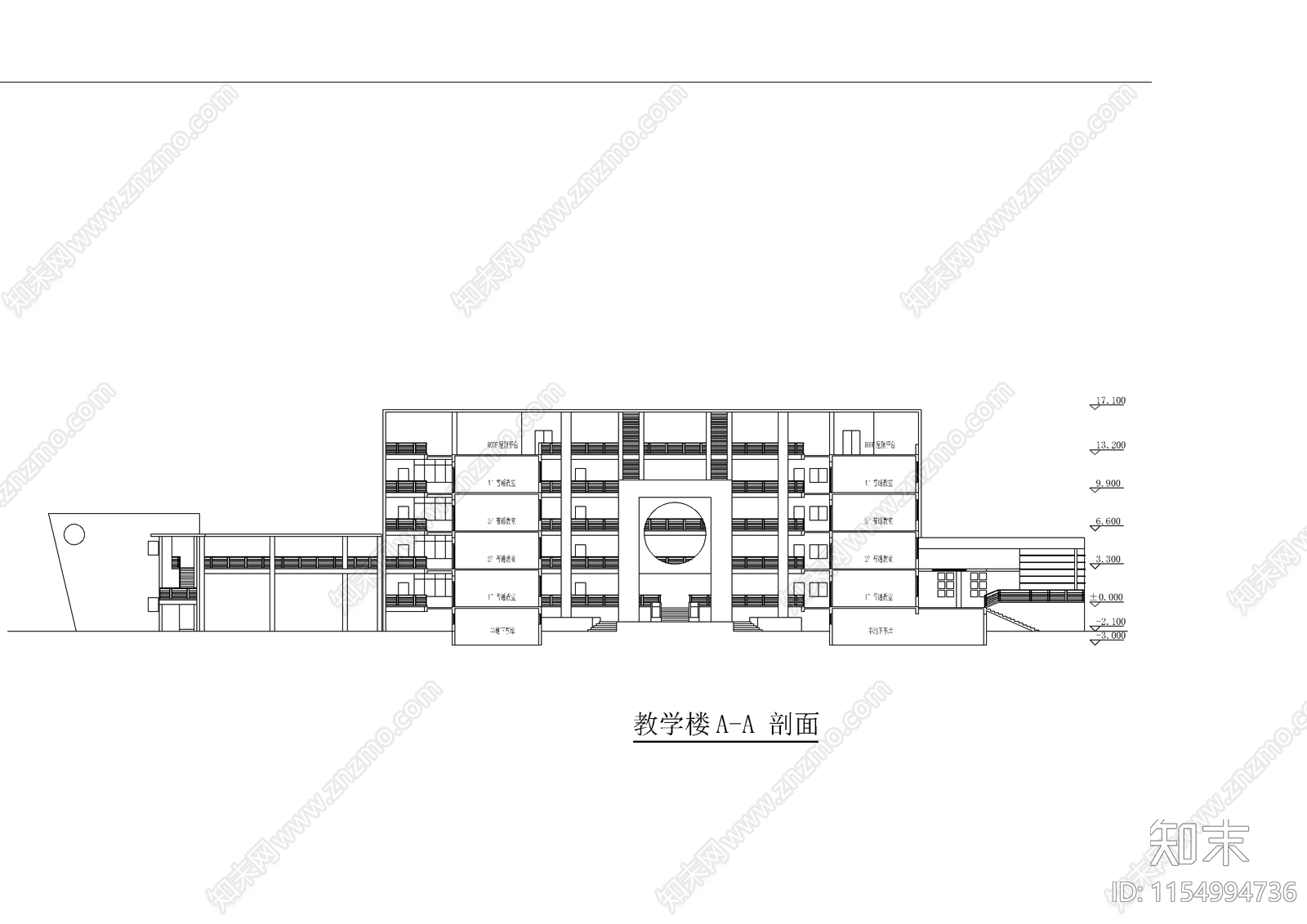 小学行政教学楼cad施工图下载【ID:1154994736】