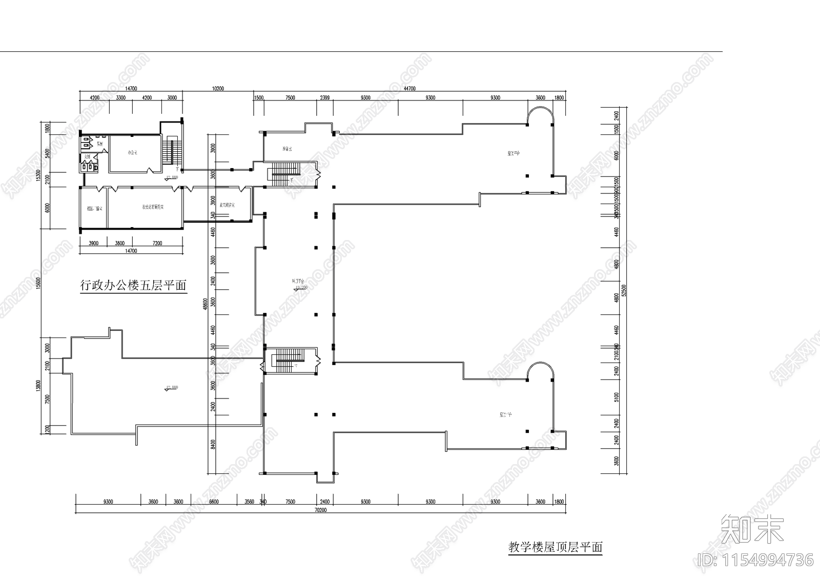 小学行政教学楼cad施工图下载【ID:1154994736】