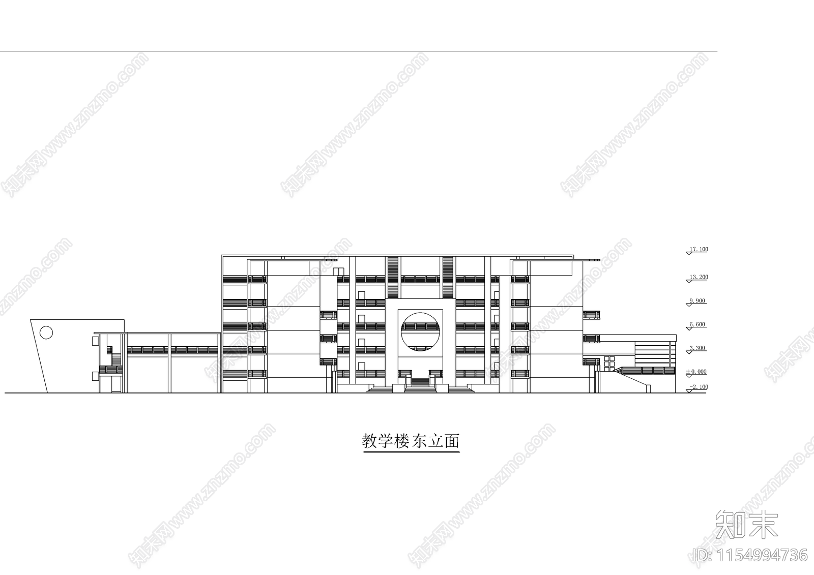 小学行政教学楼cad施工图下载【ID:1154994736】