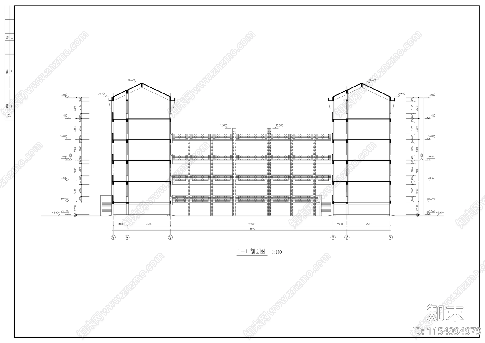 某中学教学楼cad施工图下载【ID:1154994979】