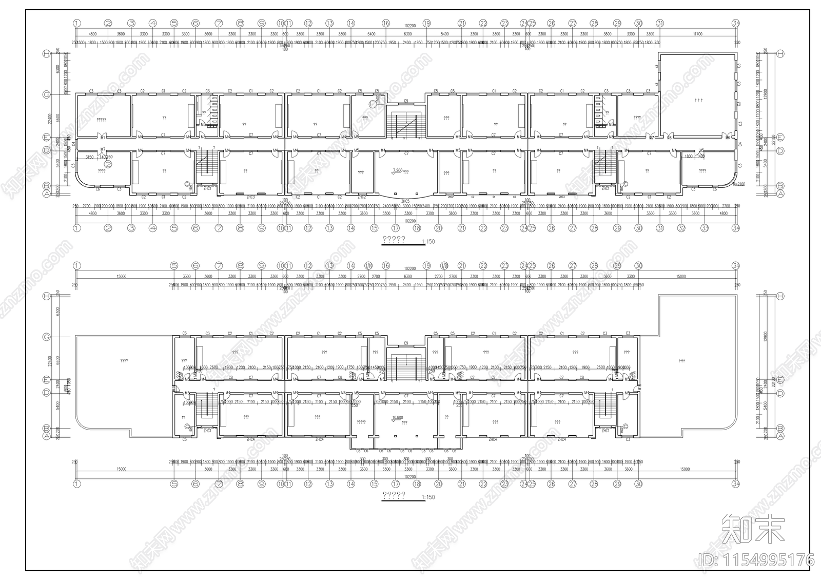 某中学教学楼建筑结构图cad施工图下载【ID:1154995176】