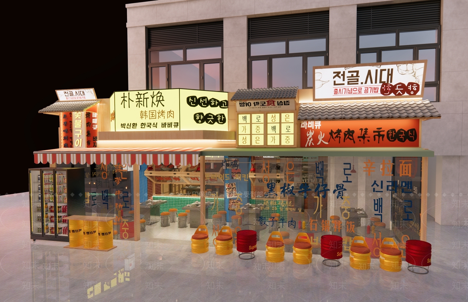 工业韩式烤肉店SU模型下载【ID:1154996320】