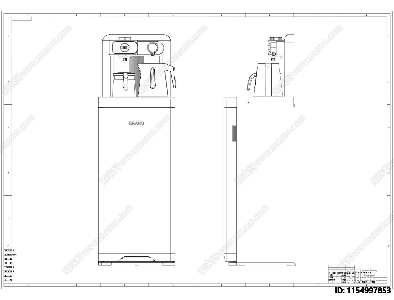 饮水机线稿图设计cad施工图下载【ID:1154997853】