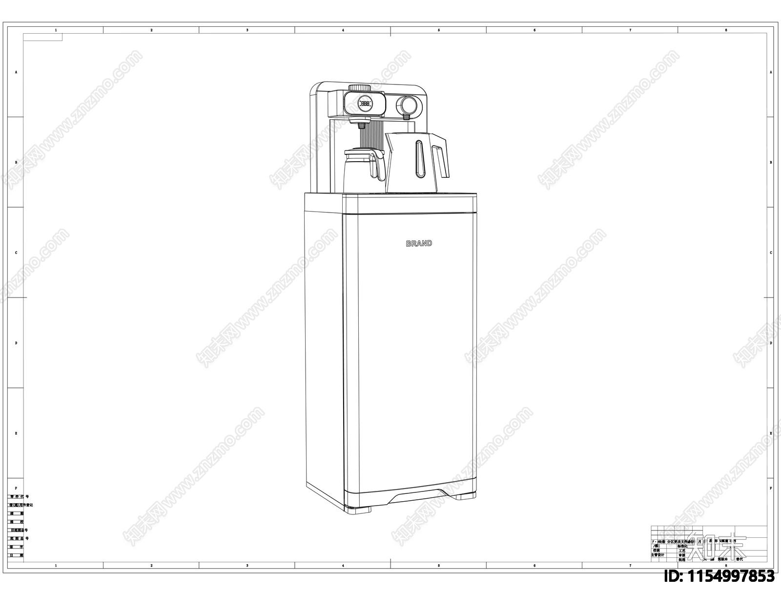 饮水机线稿图设计cad施工图下载【ID:1154997853】