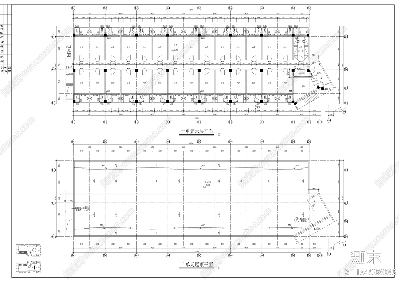 学生宿舍建cad施工图下载【ID:1154998036】