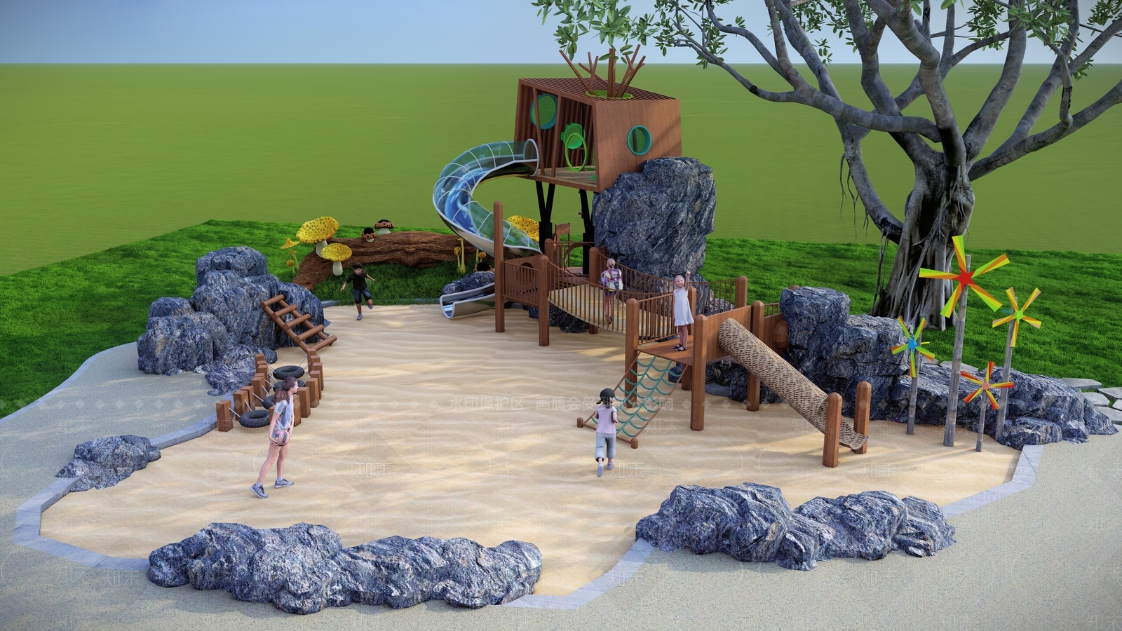 现代儿童沙池SU模型下载【ID:1154998719】