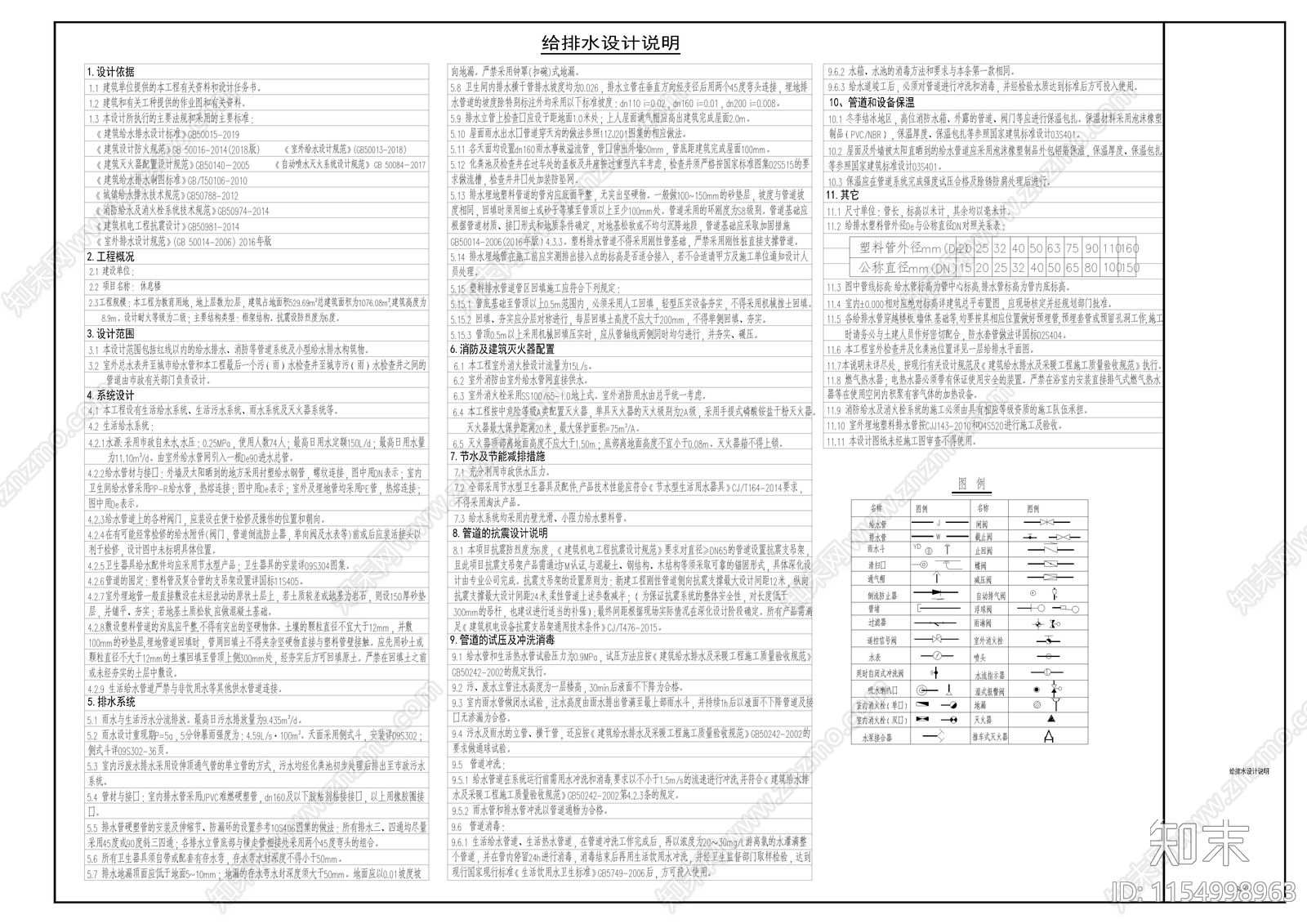 休息办公宿舍楼给排水施工图下载【ID:1154998963】