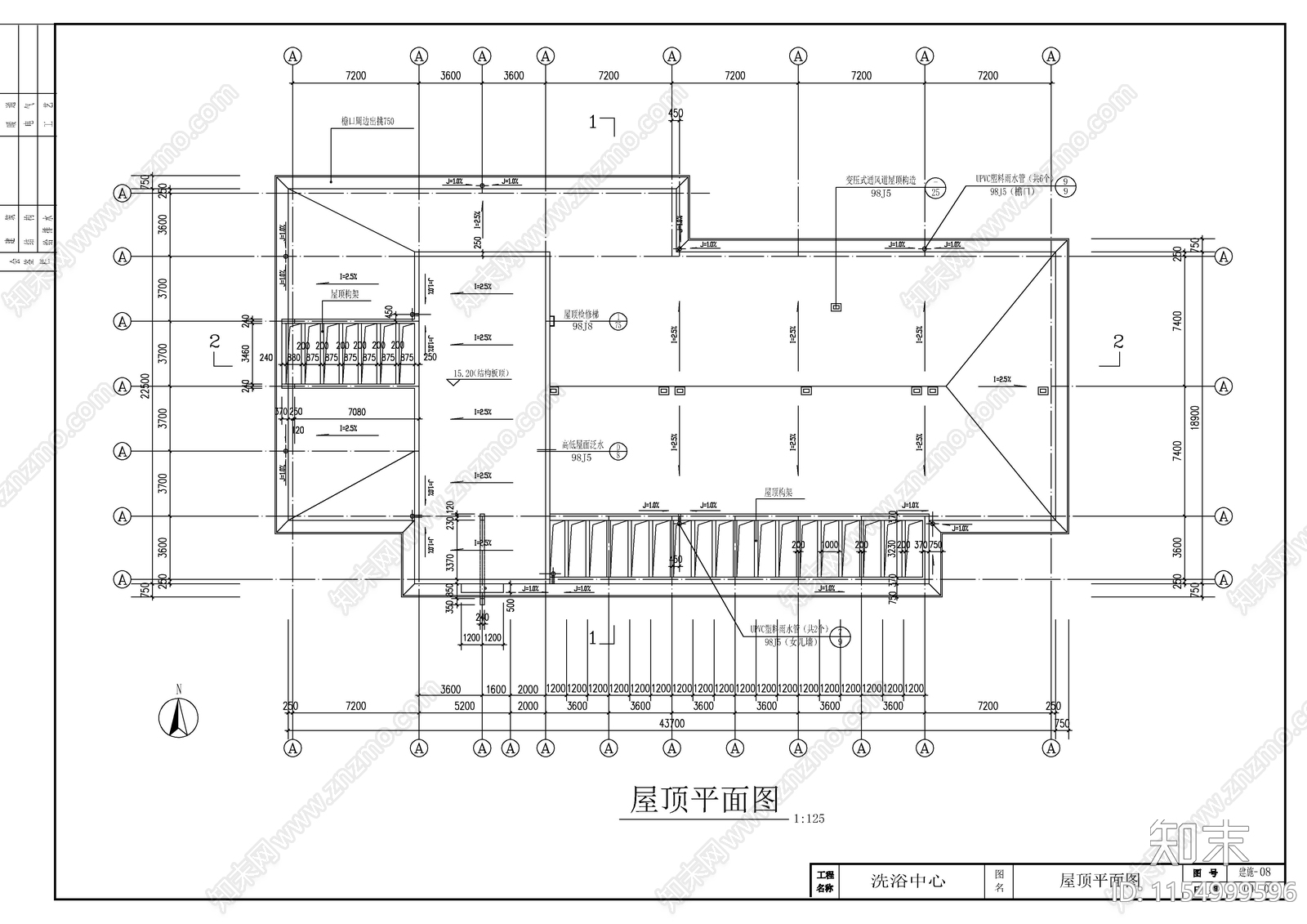 洗浴中心建施图cad施工图下载【ID:1154999596】