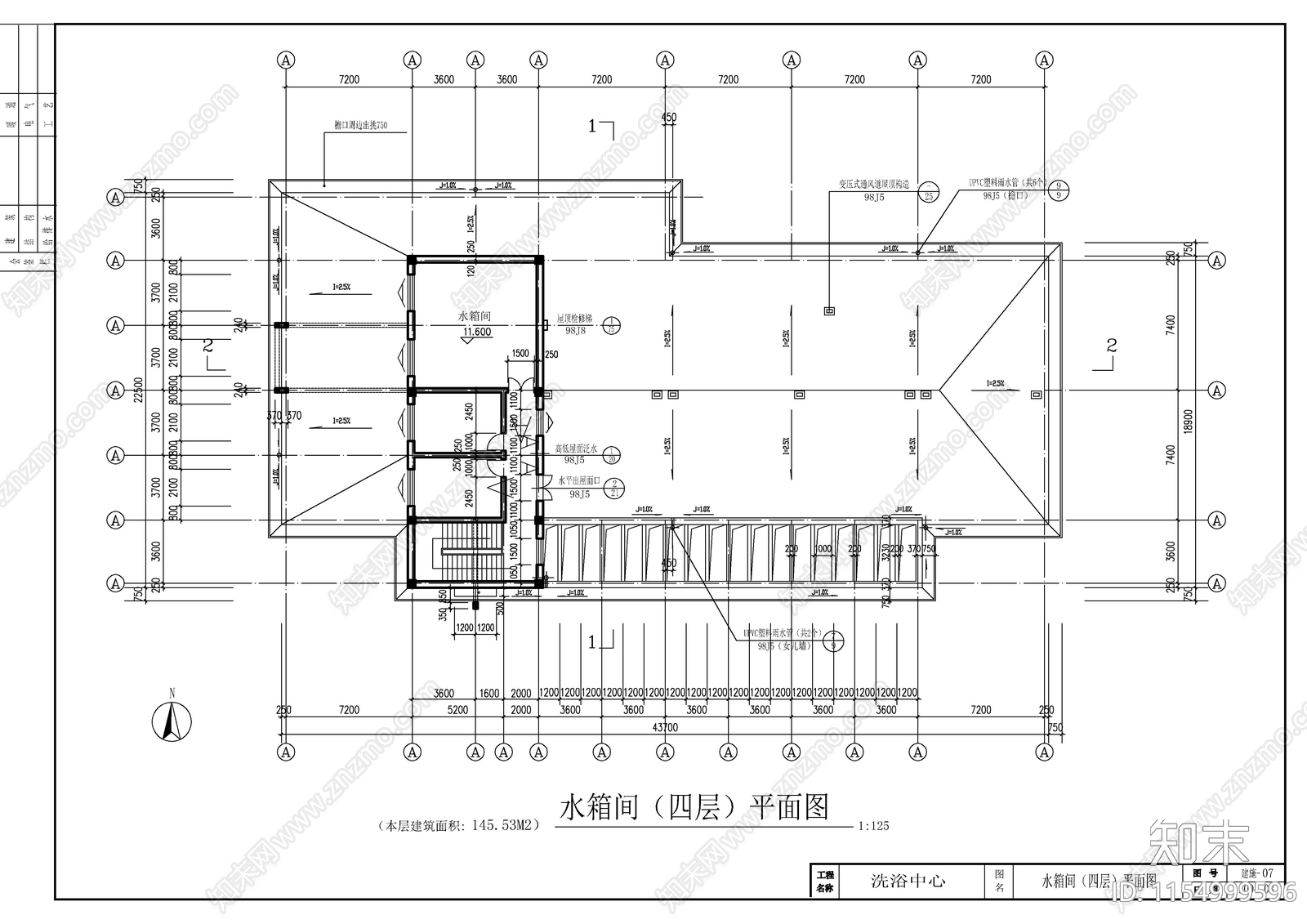 洗浴中心建施图cad施工图下载【ID:1154999596】