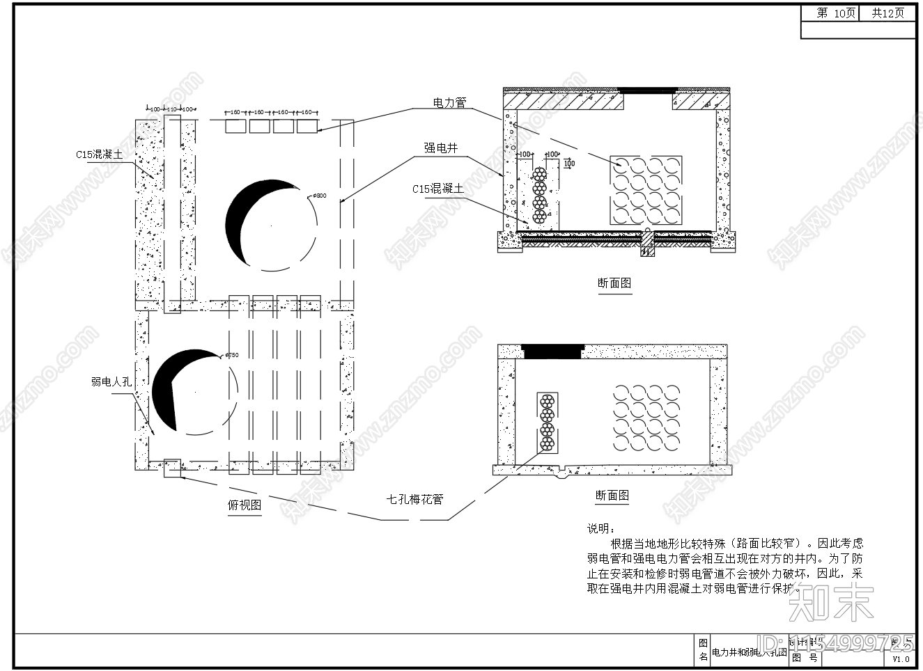 电缆入地通信管沟断面图施工图下载【ID:1154999725】