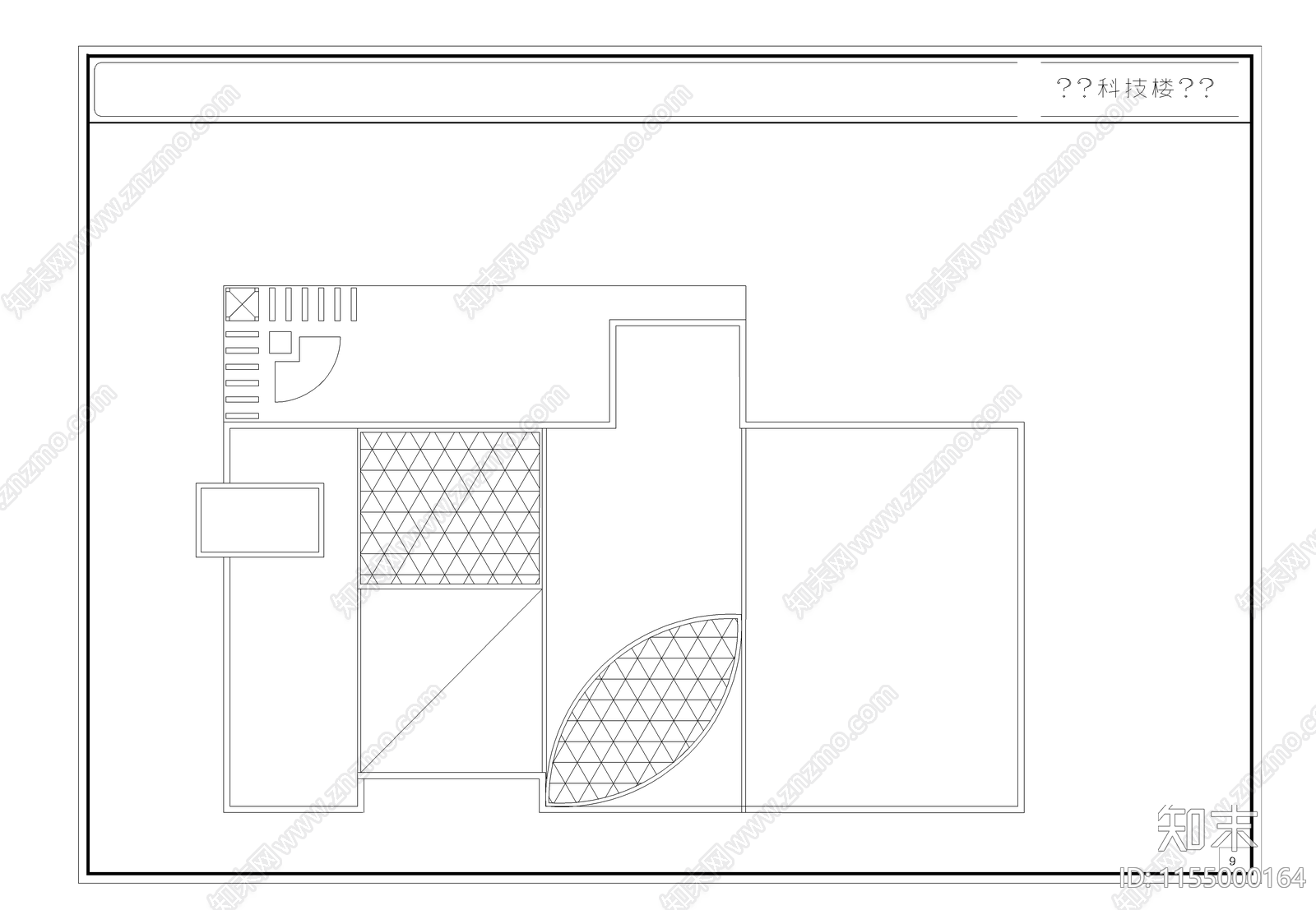 某中学图书科技楼方案设计cad施工图下载【ID:1155000164】