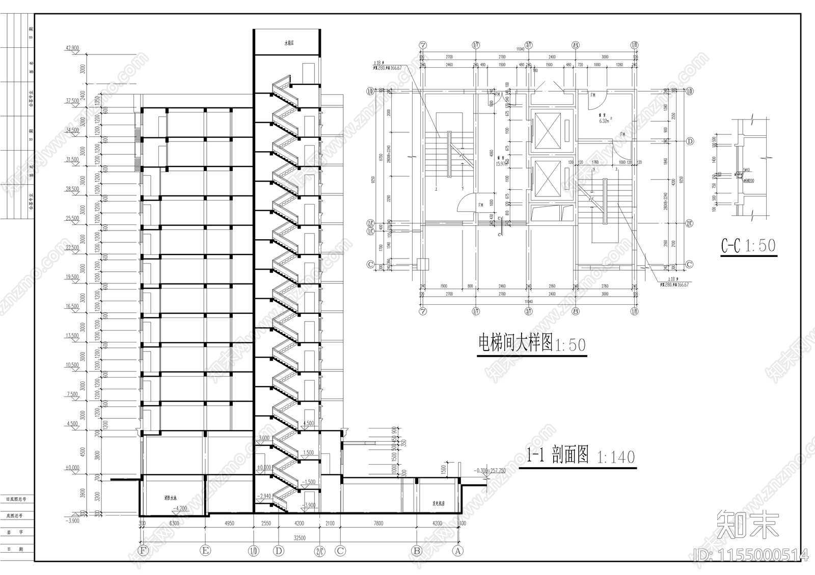 12层的学生宿舍施工图下载【ID:1155000514】