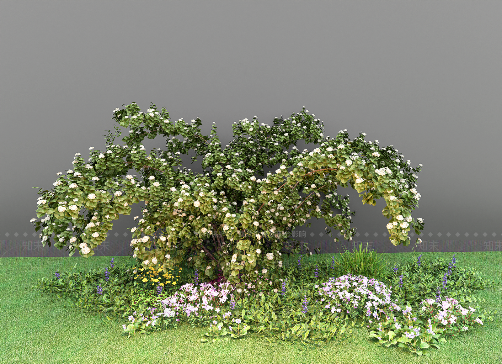 绿植绣球灌木绿篱组合SU模型下载【ID:1155002851】