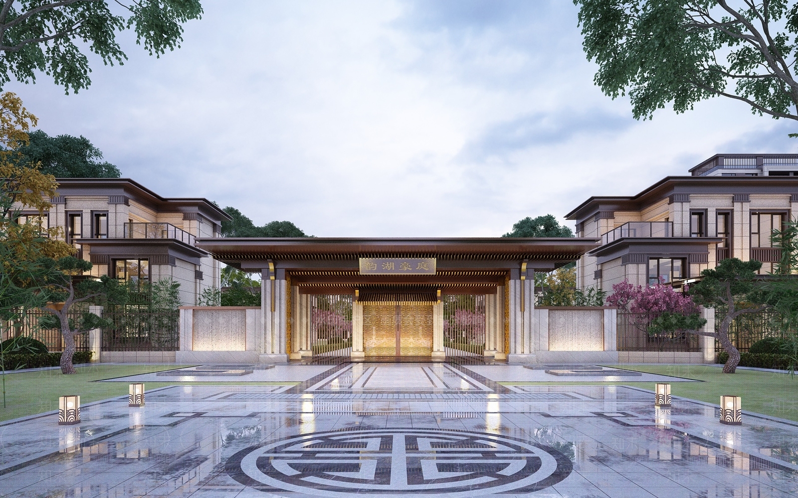 新中式小区入口大门3D模型下载【ID:1155003948】