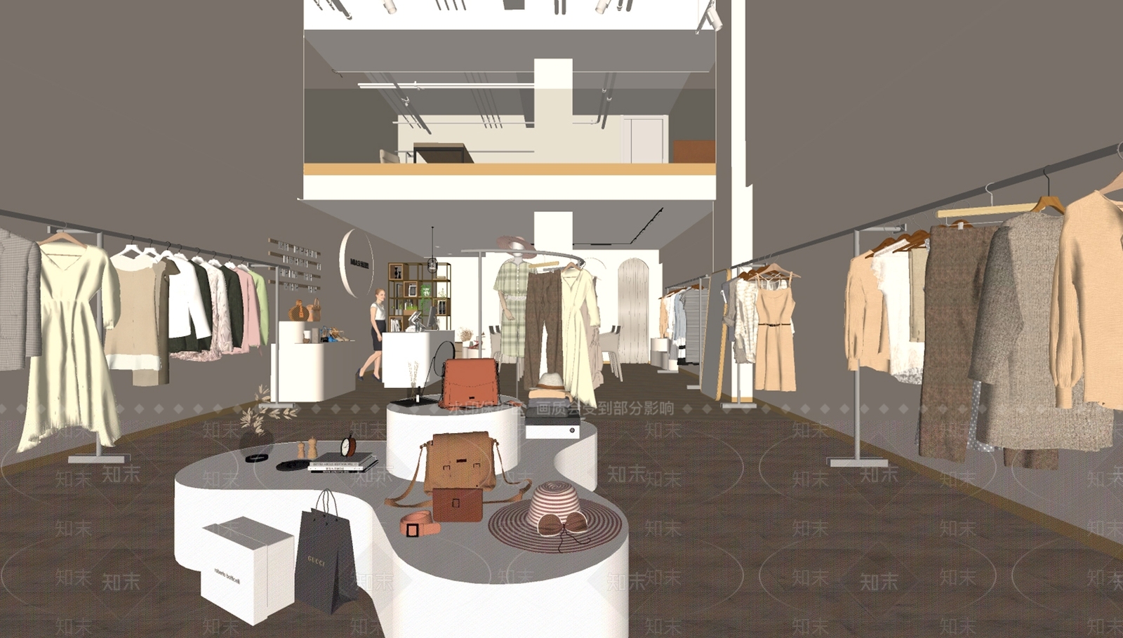 现代奶油风女装店SU模型下载【ID:1155034850】