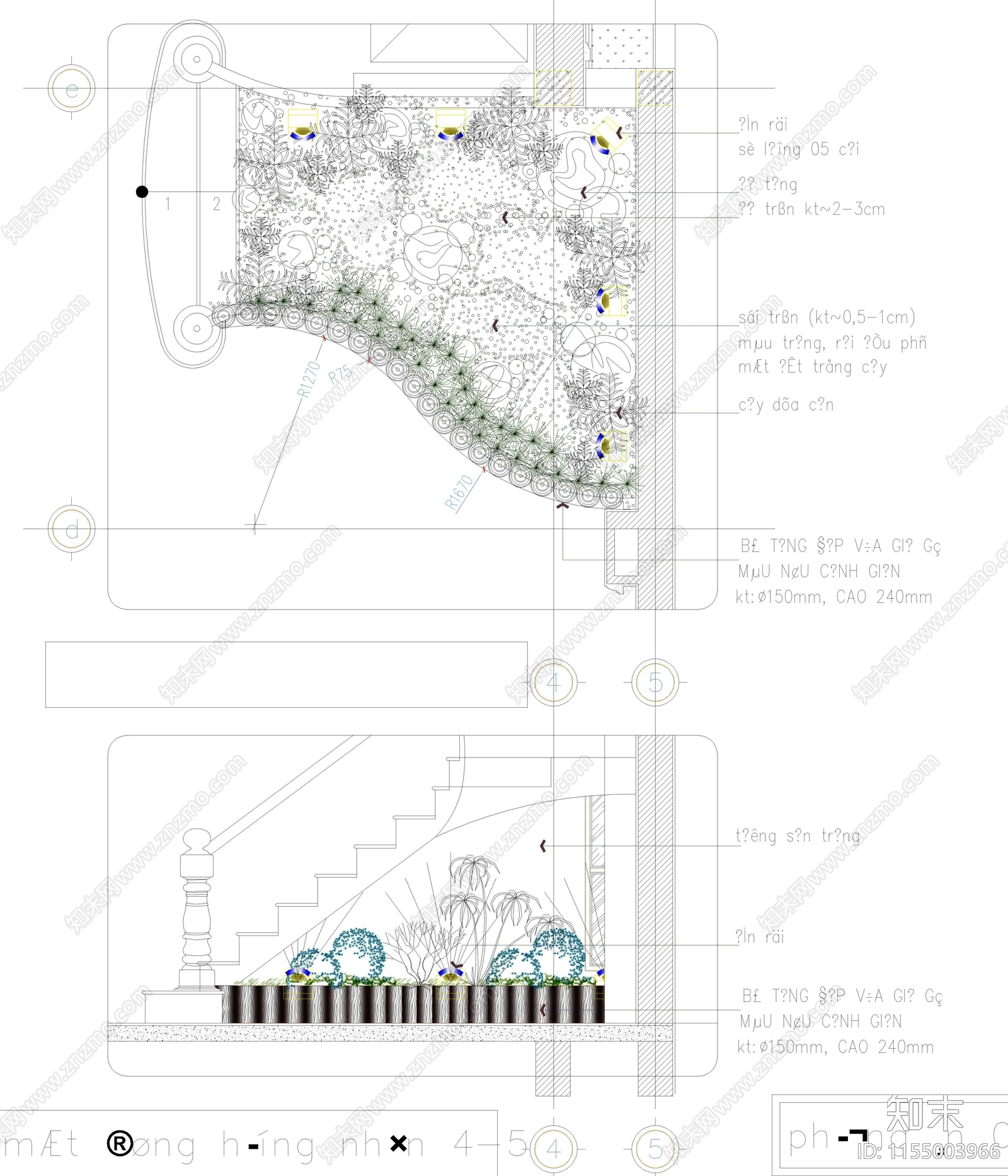 楼梯花园小景图库cad施工图下载【ID:1155003966】