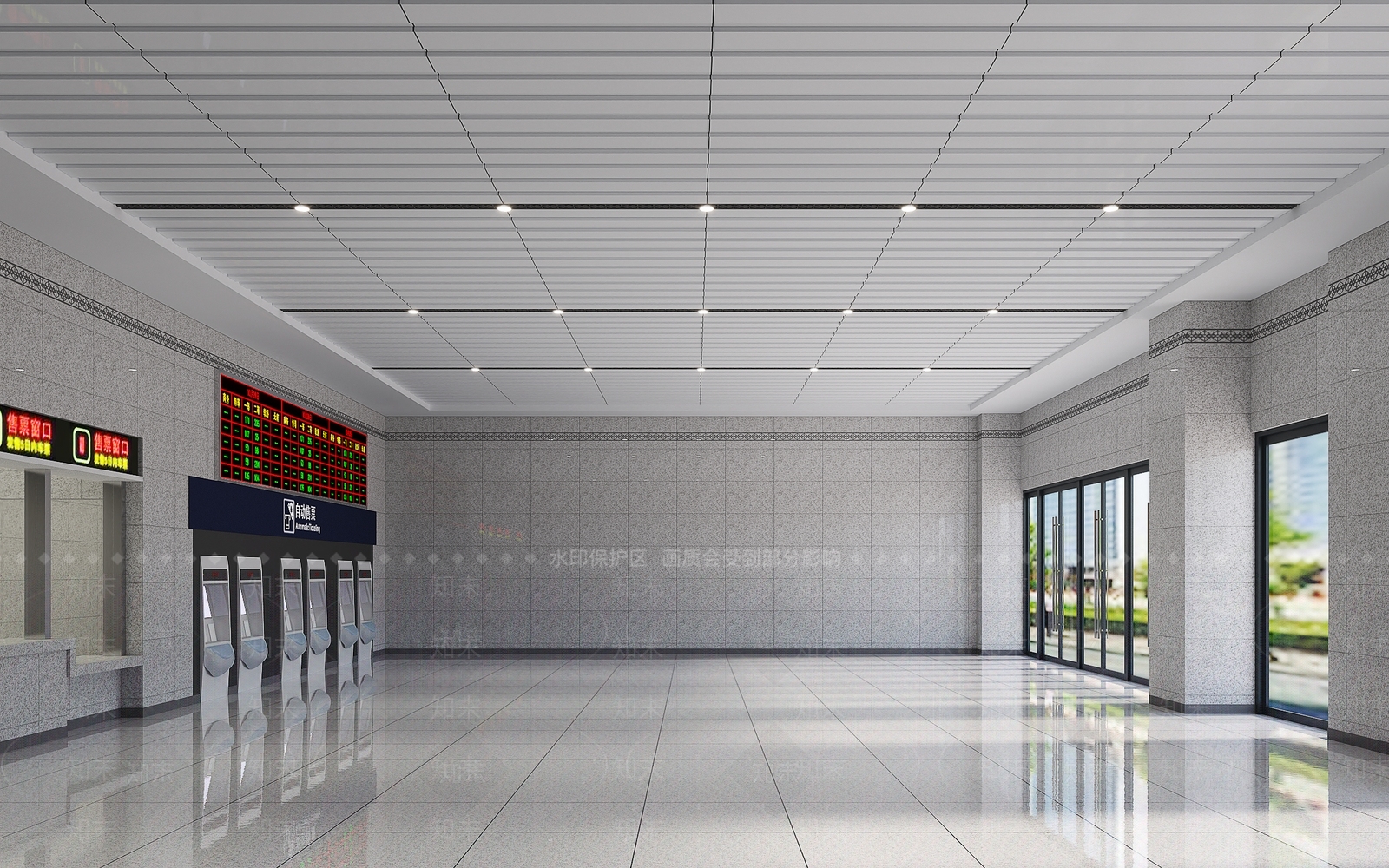 现代火车站售票厅3D模型下载【ID:1155007777】