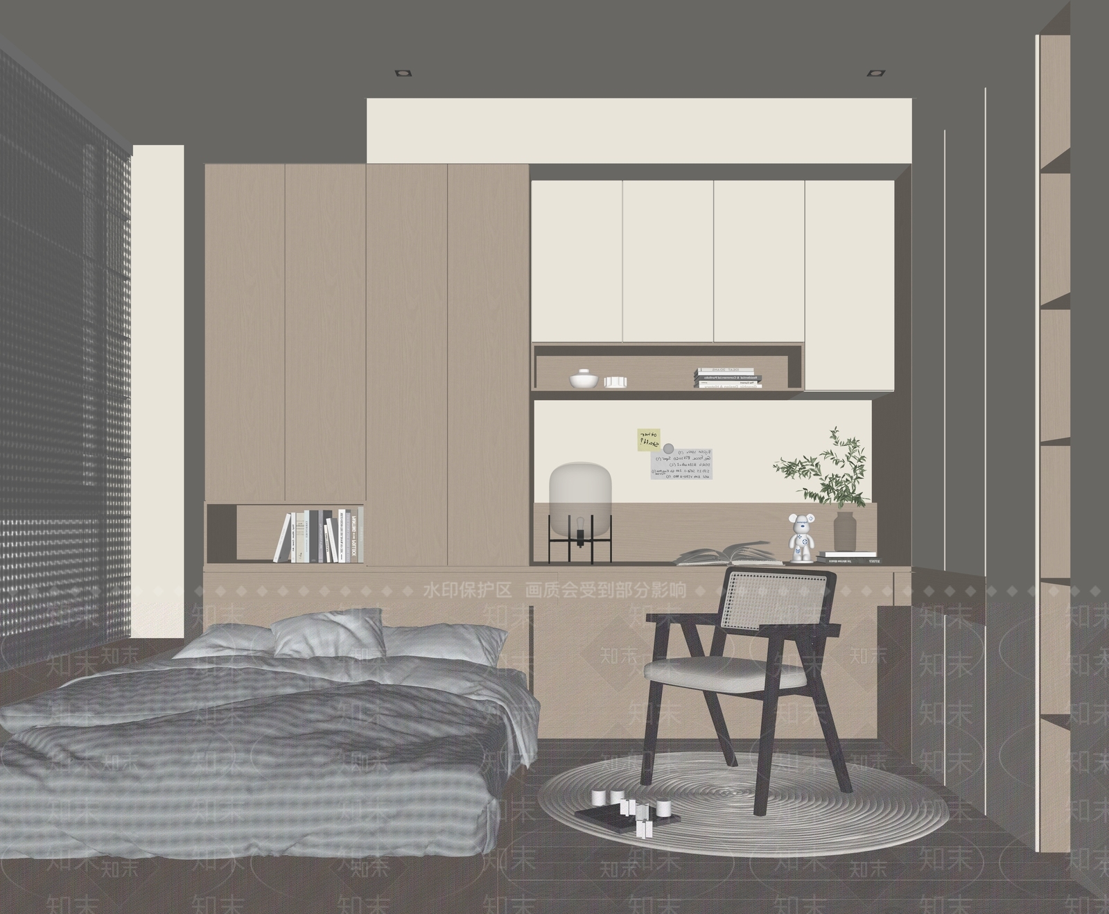 现代榻榻米卧室SU模型下载【ID:1155014150】