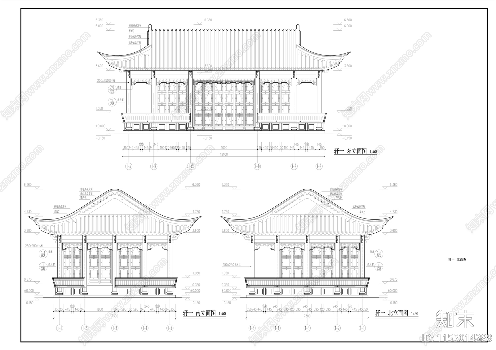 轩一带结构cad施工图下载【ID:1155014288】