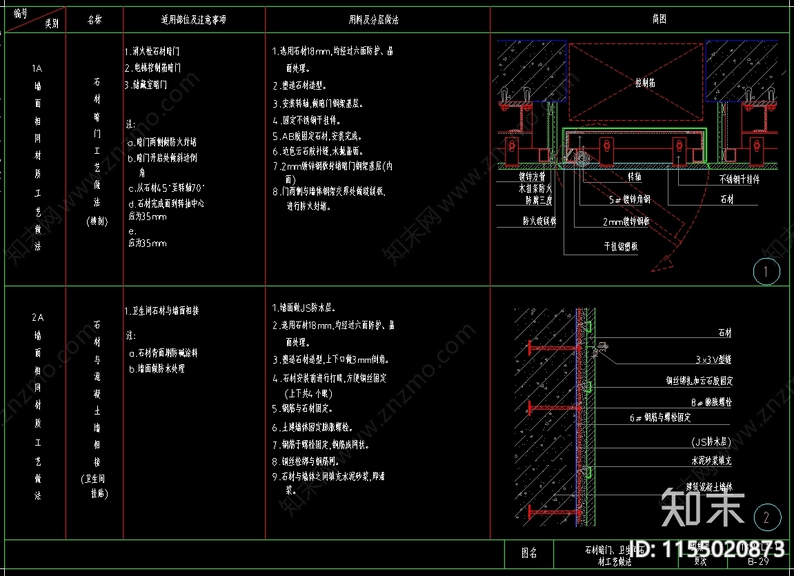 墙面通用节点标准图集cad施工图下载【ID:1155020873】