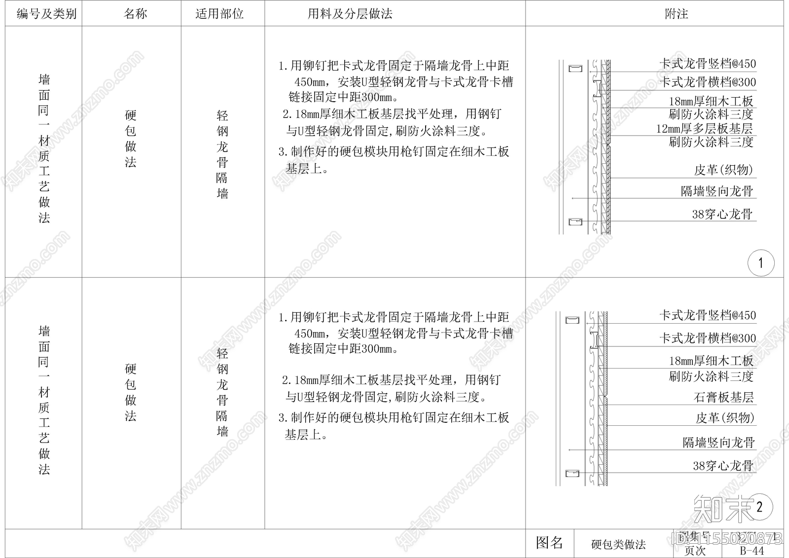 墙面通用节点标准图集cad施工图下载【ID:1155020873】