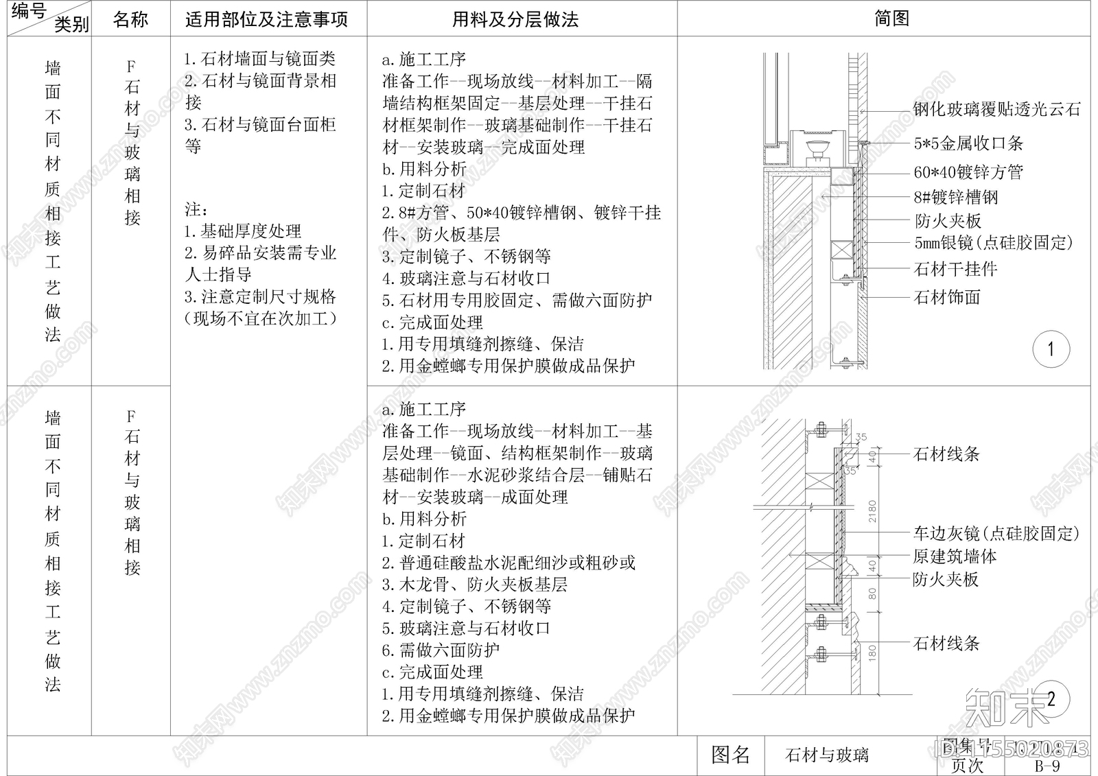 墙面通用节点标准图集cad施工图下载【ID:1155020873】