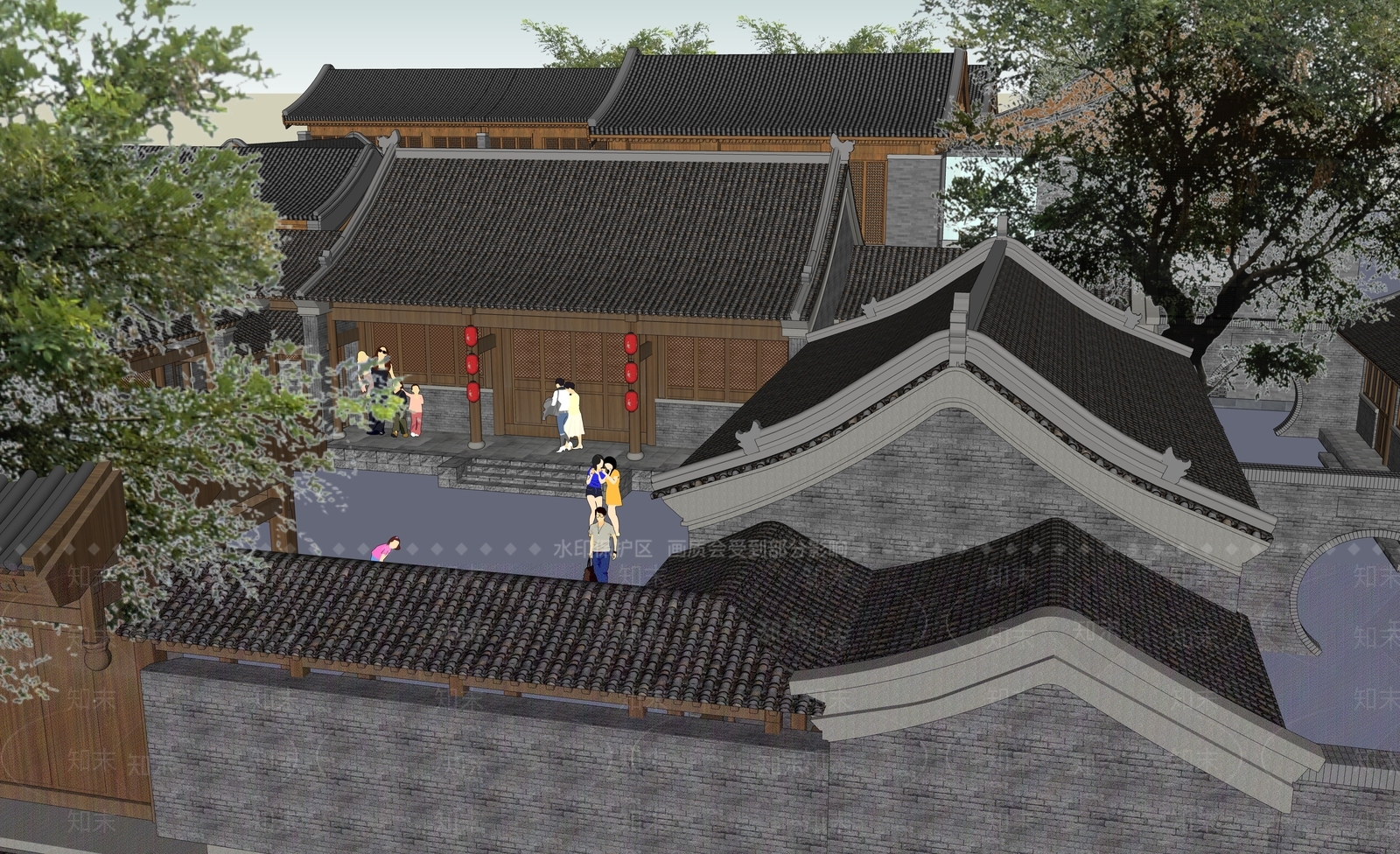 中式四合院SU模型下载【ID:1155023485】