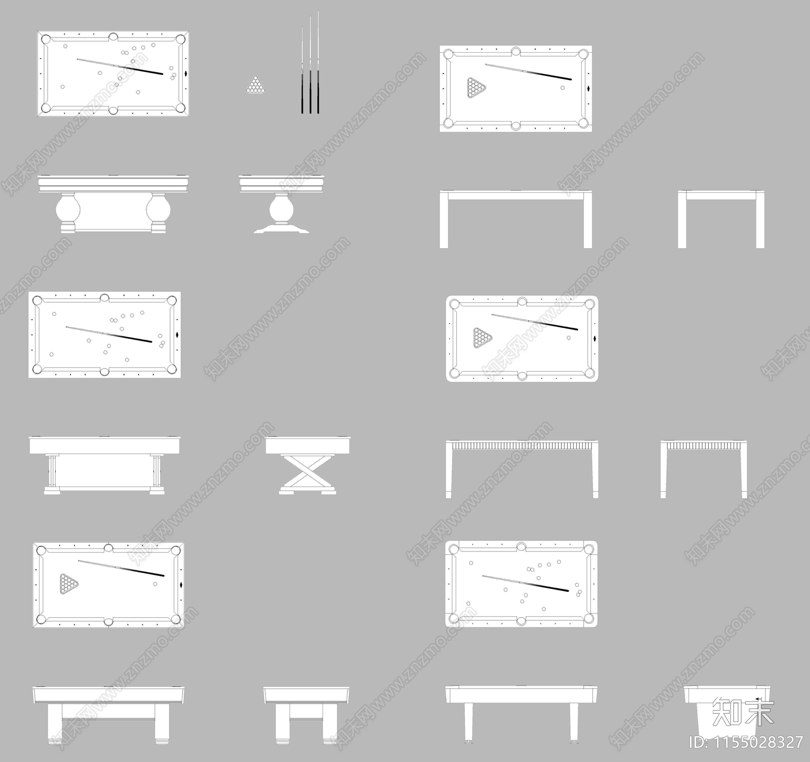 2024台球桌图库施工图下载【ID:1155028327】