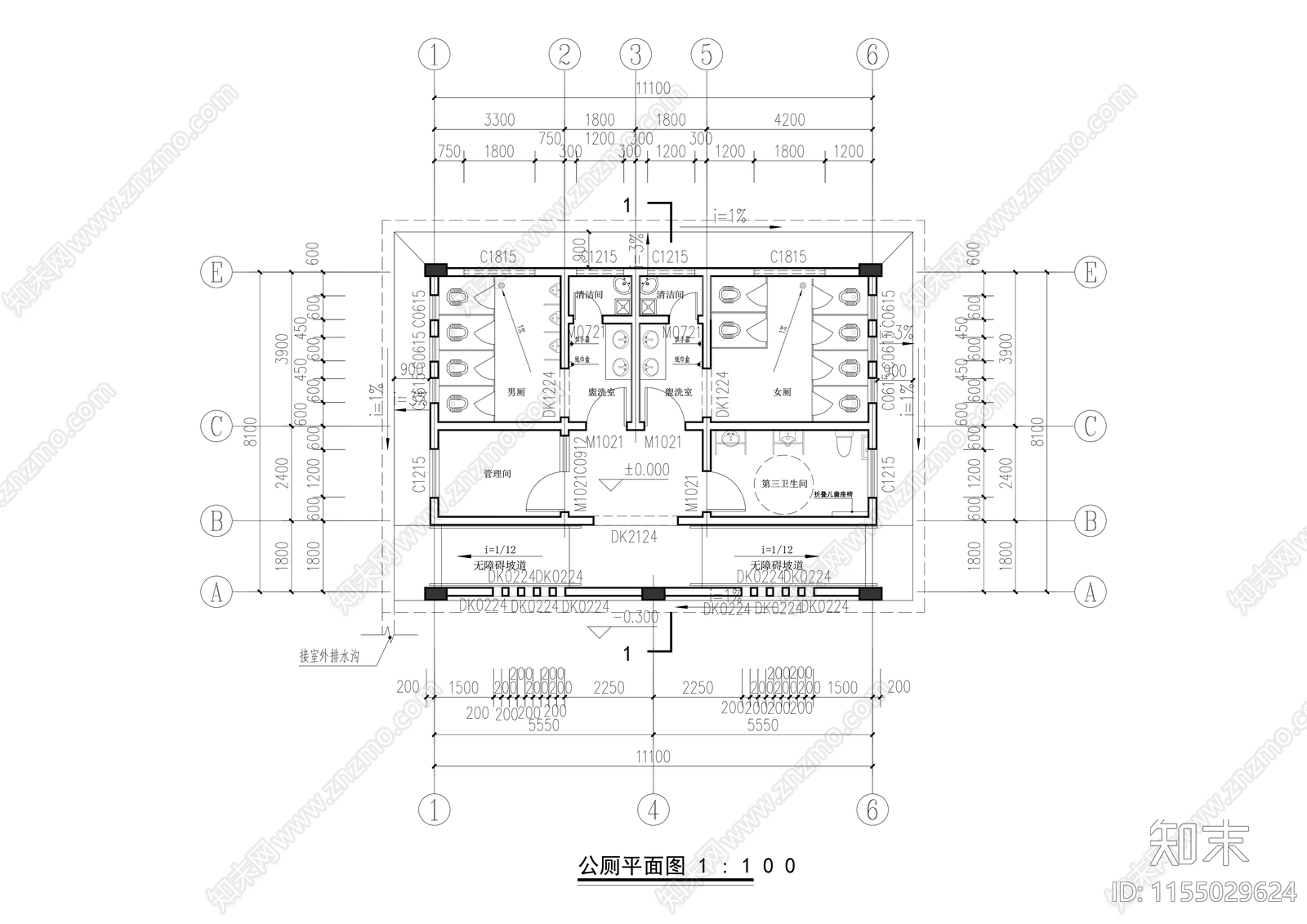 美丽乡村综合整治中式公共卫生间cad施工图下载【ID:1155029624】