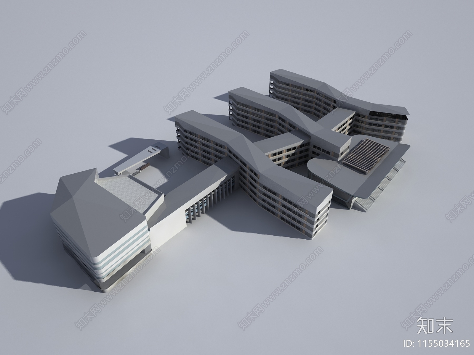 现代学校建筑3D模型下载【ID:1155034165】