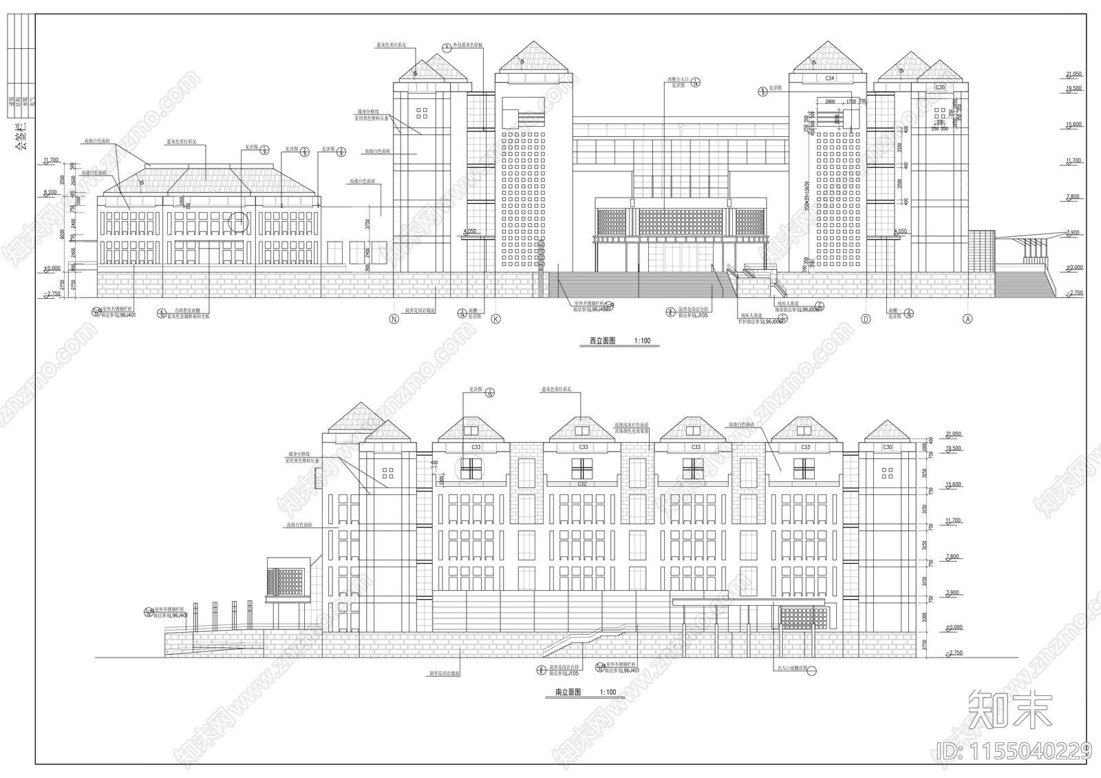 大学五层建筑系馆方案扩初图施工图下载【ID:1155040229】