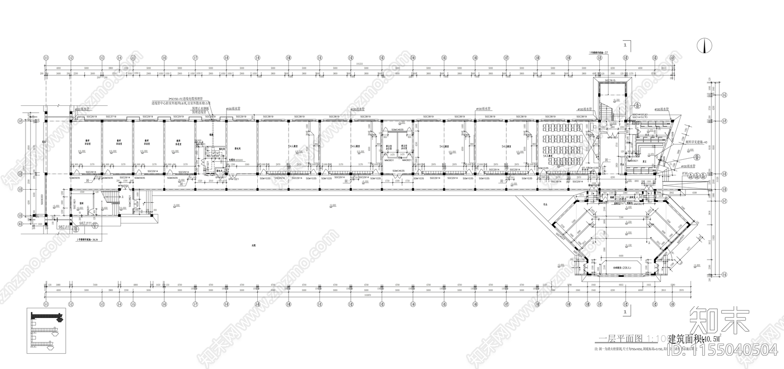 教学楼建筑设计方案cad施工图下载【ID:1155040504】
