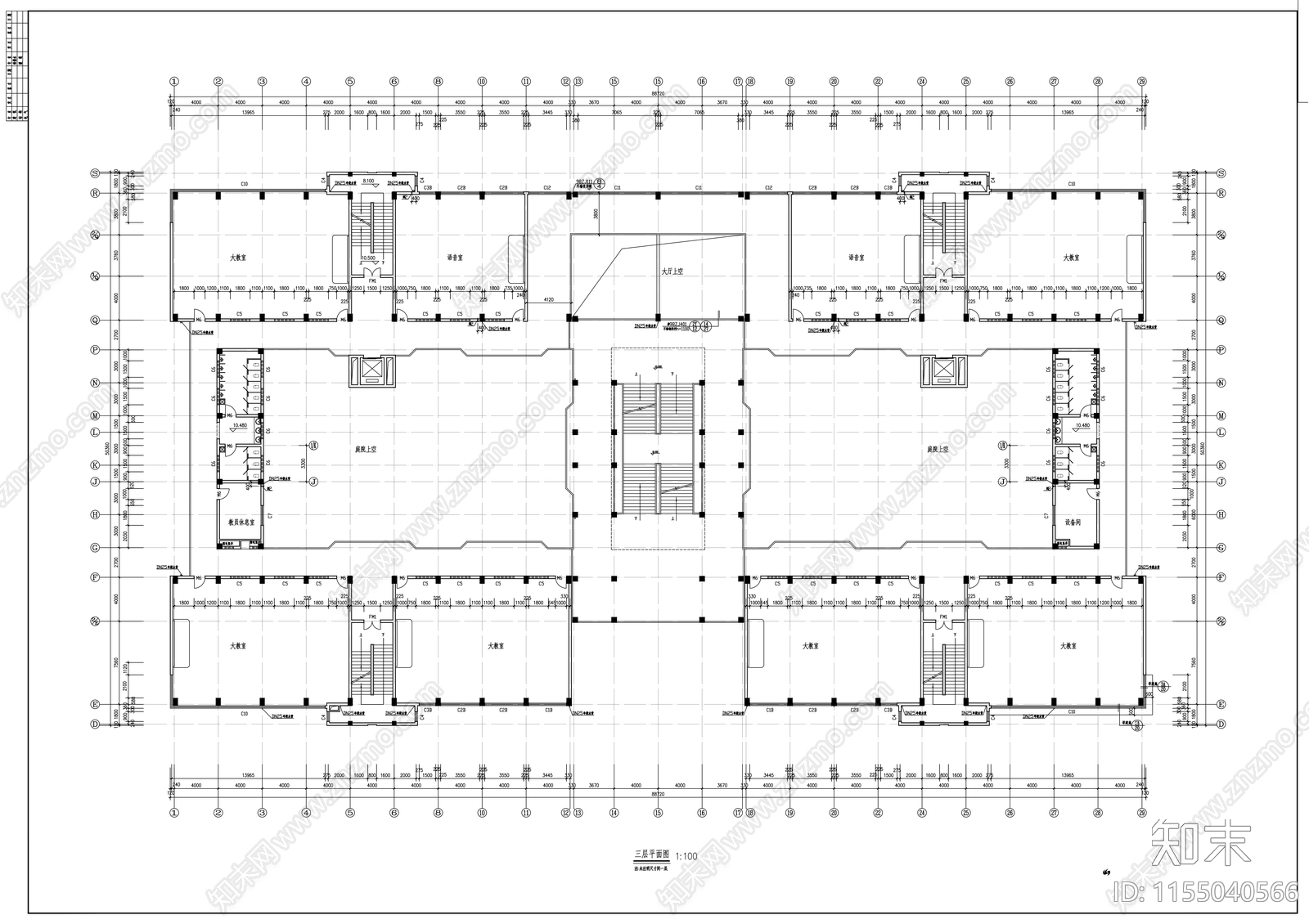 教学楼全cad施工图下载【ID:1155040566】
