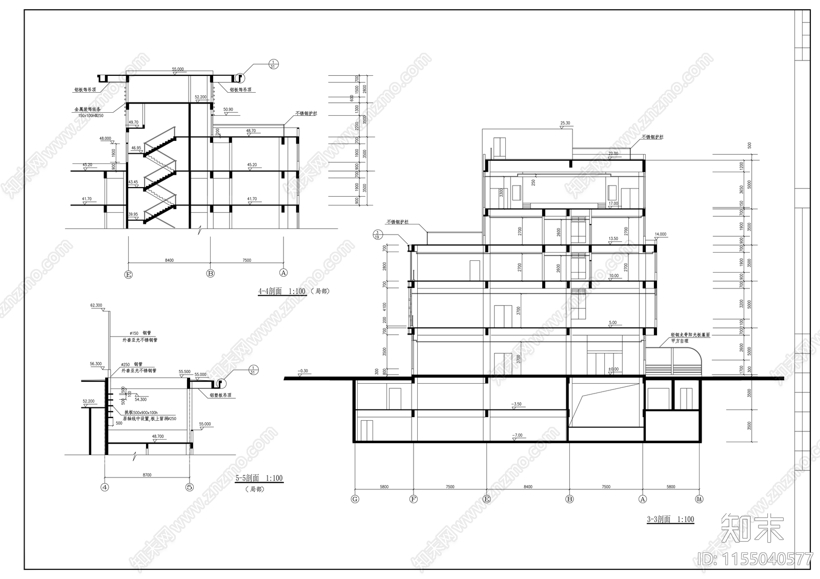 科研楼建筑设计方案cad施工图下载【ID:1155040577】