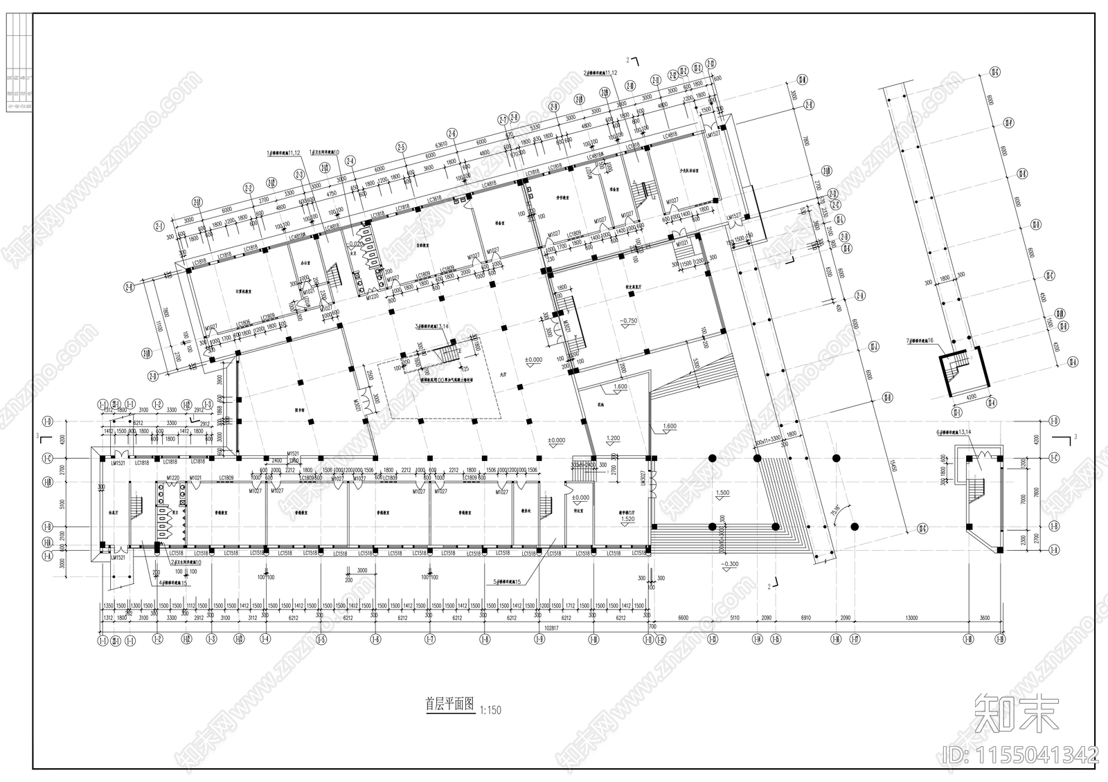 四层教学楼建筑方案图cad施工图下载【ID:1155041342】