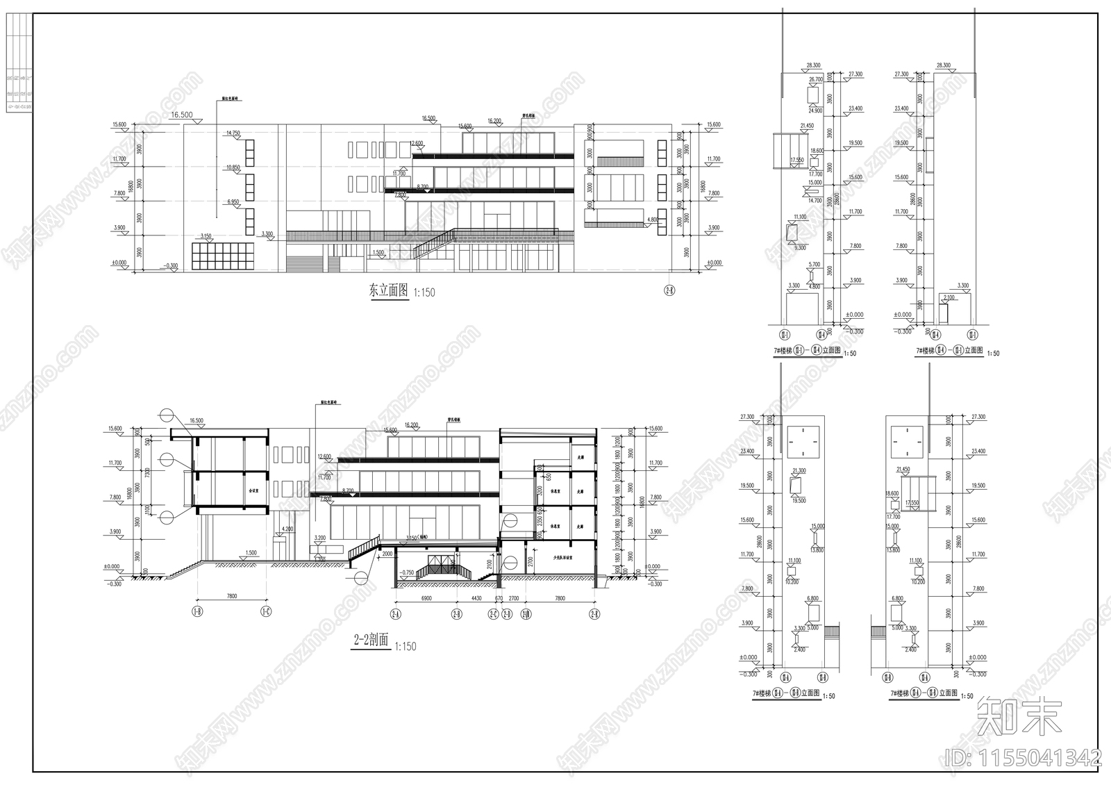 四层教学楼建筑方案图cad施工图下载【ID:1155041342】