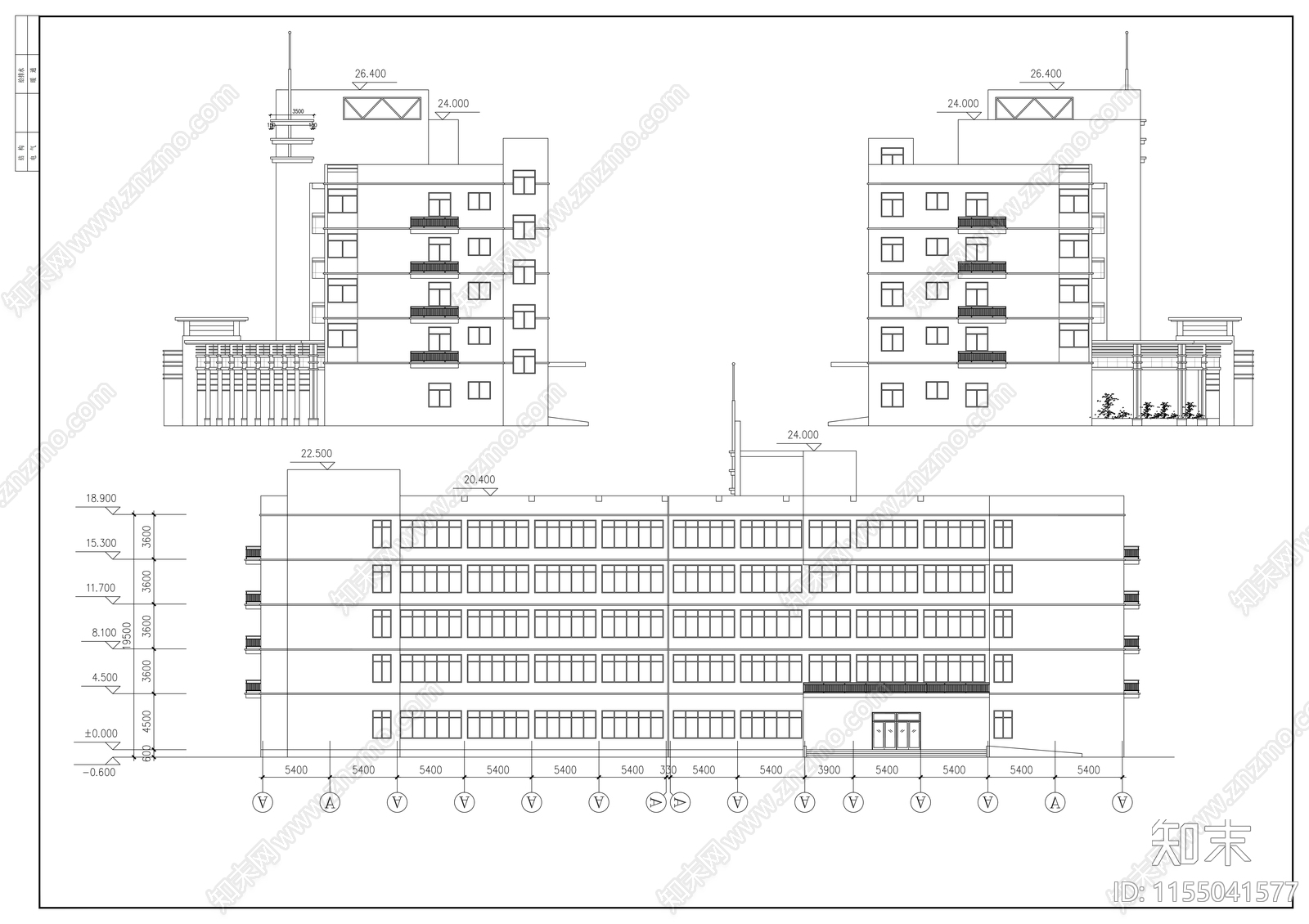 四层中学综合教学楼建筑方案图cad施工图下载【ID:1155041577】