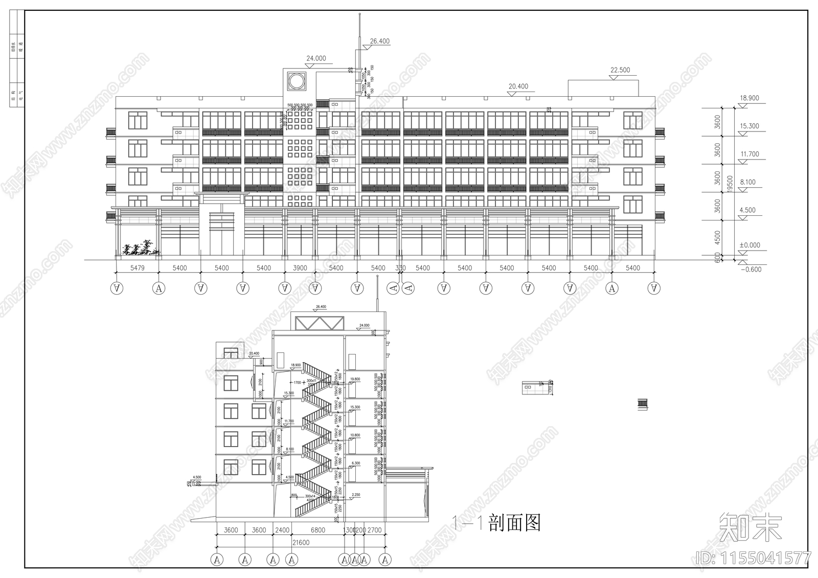 四层中学综合教学楼建筑方案图cad施工图下载【ID:1155041577】