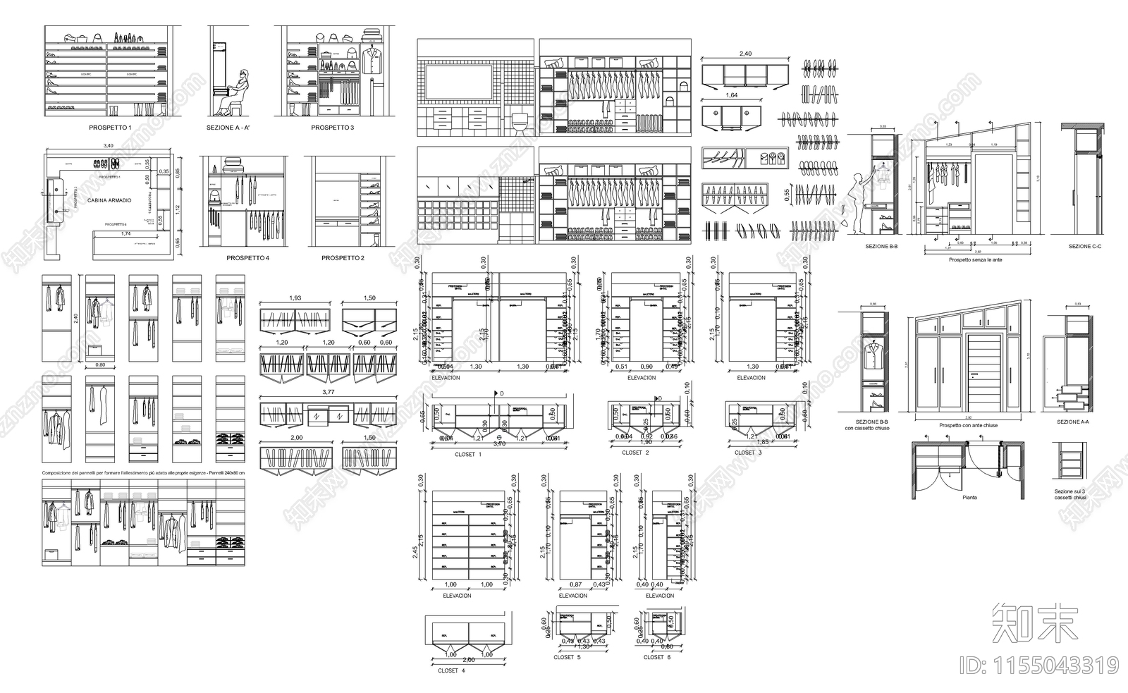 2024衣柜家具图库cad施工图下载【ID:1155043319】