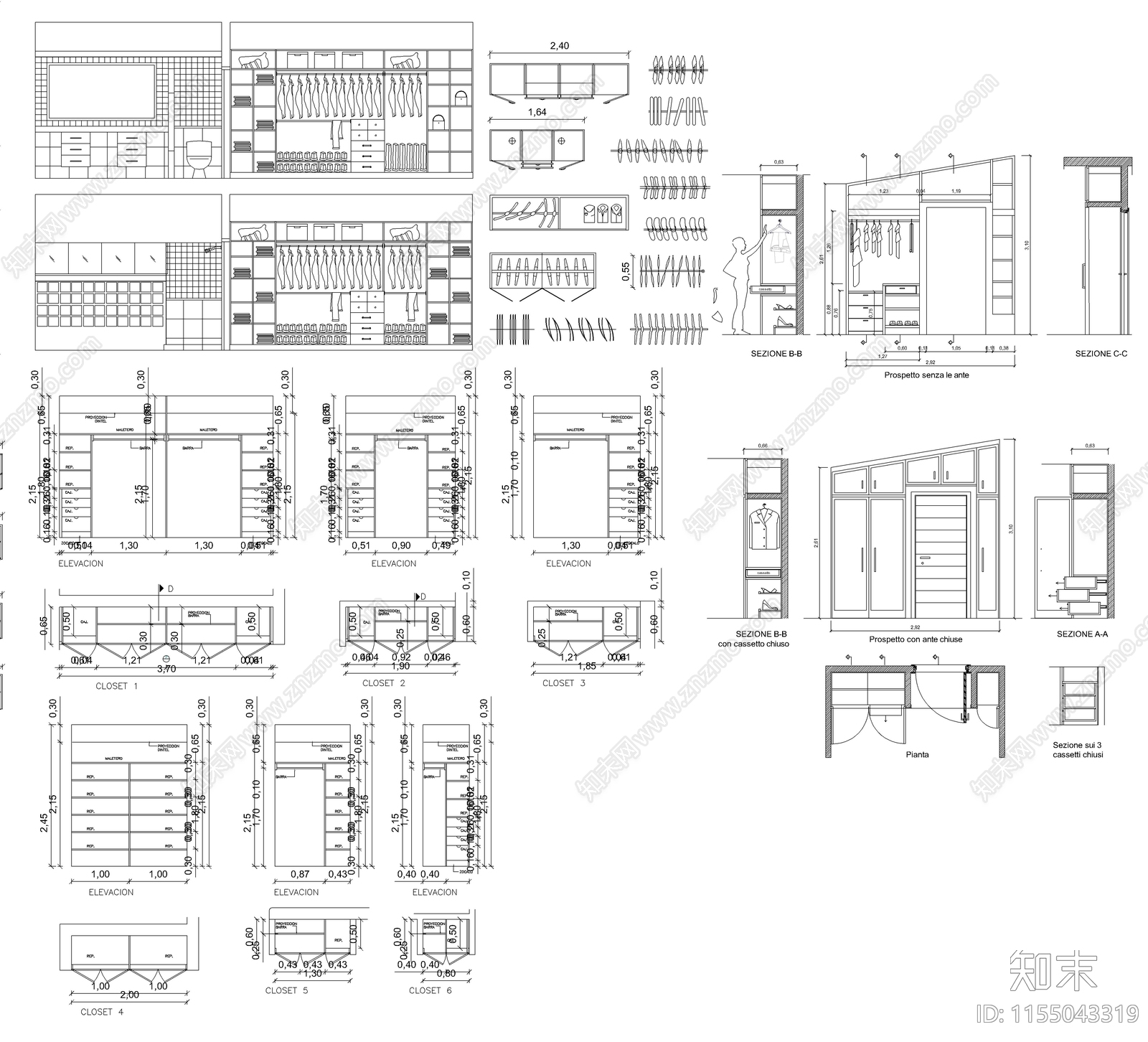 2024衣柜家具图库cad施工图下载【ID:1155043319】