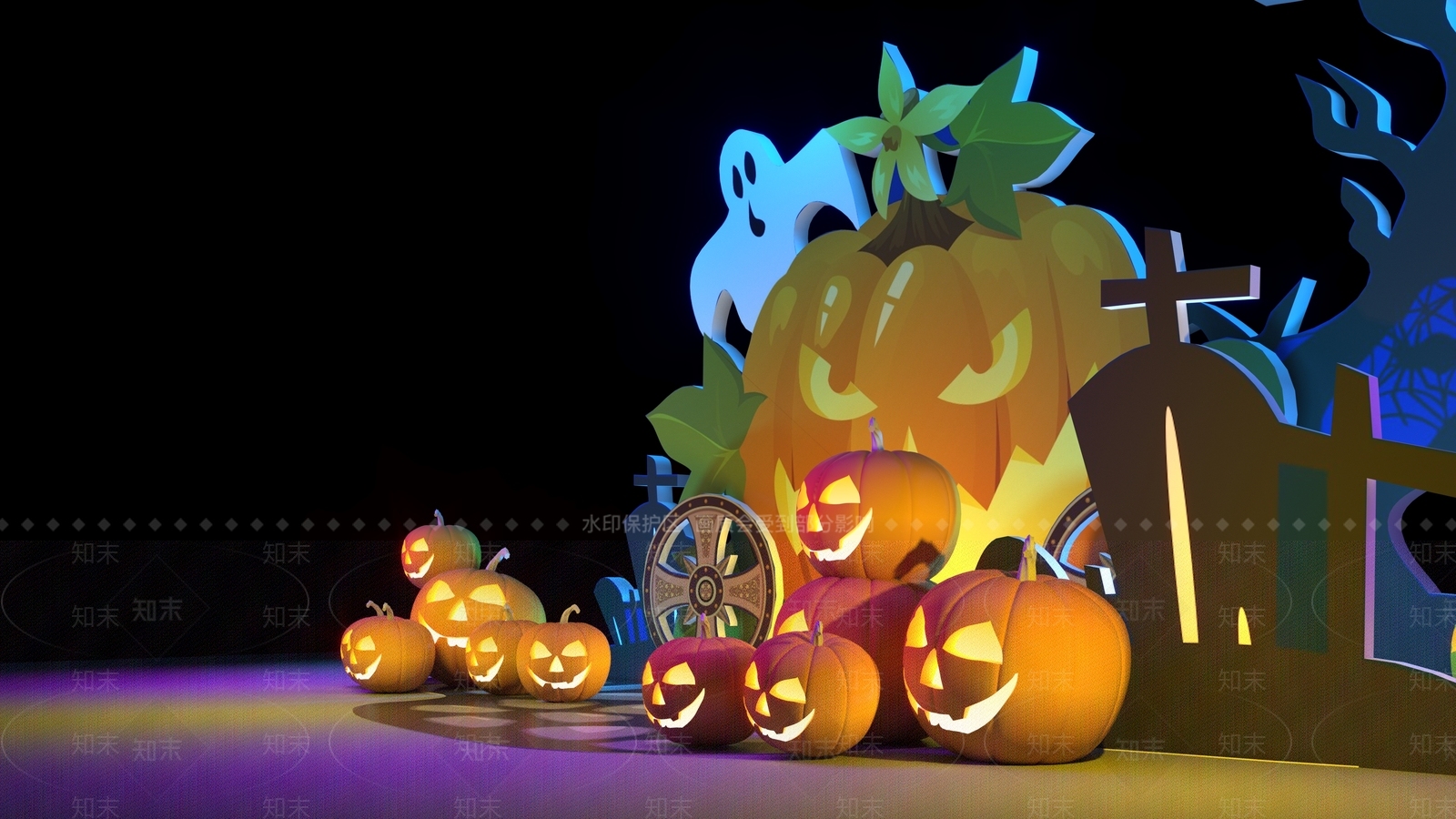 现代万圣节美陈3D模型下载【ID:1155047289】