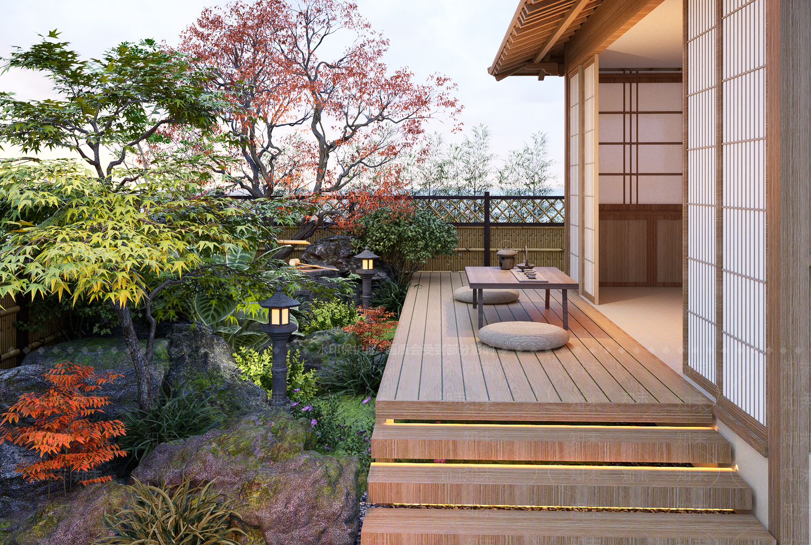 日式禅意庭院景观SU模型下载【ID:1155047325】