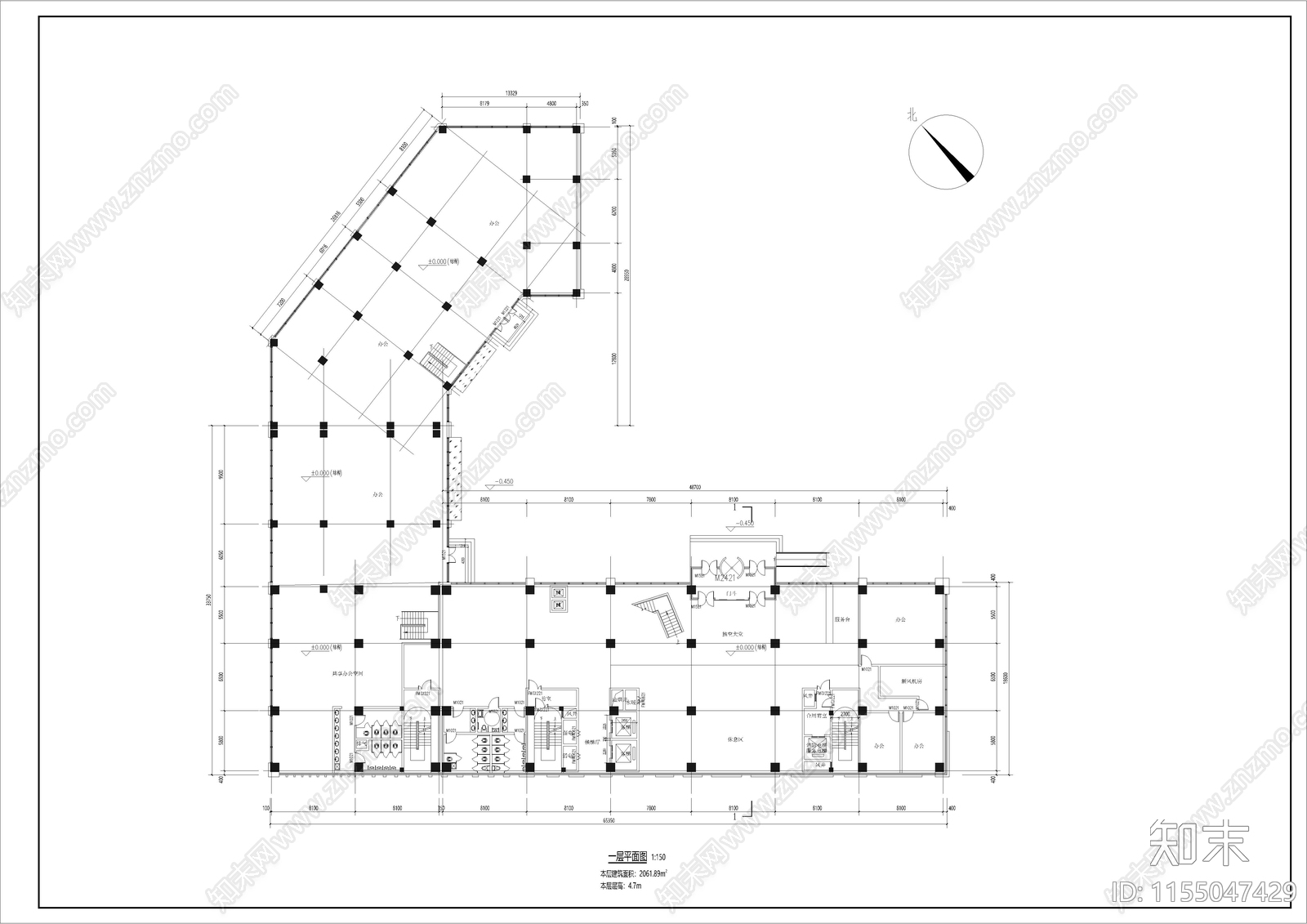 现代风格退台式办公楼cad施工图下载【ID:1155047429】