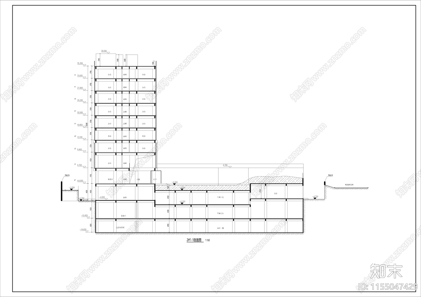 现代风格退台式办公楼cad施工图下载【ID:1155047429】