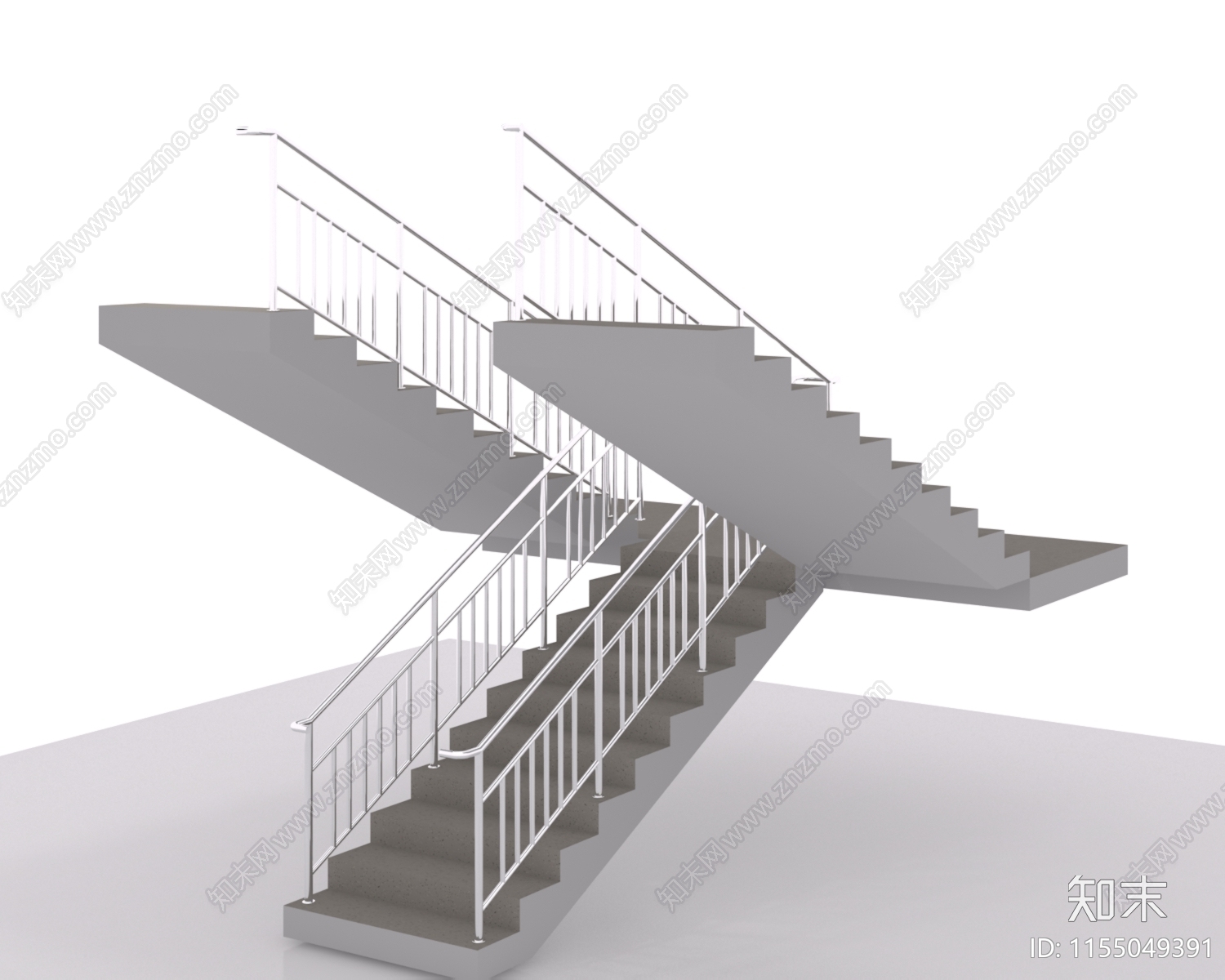 现代不锈钢扶手楼梯3D模型下载【ID:1155049391】