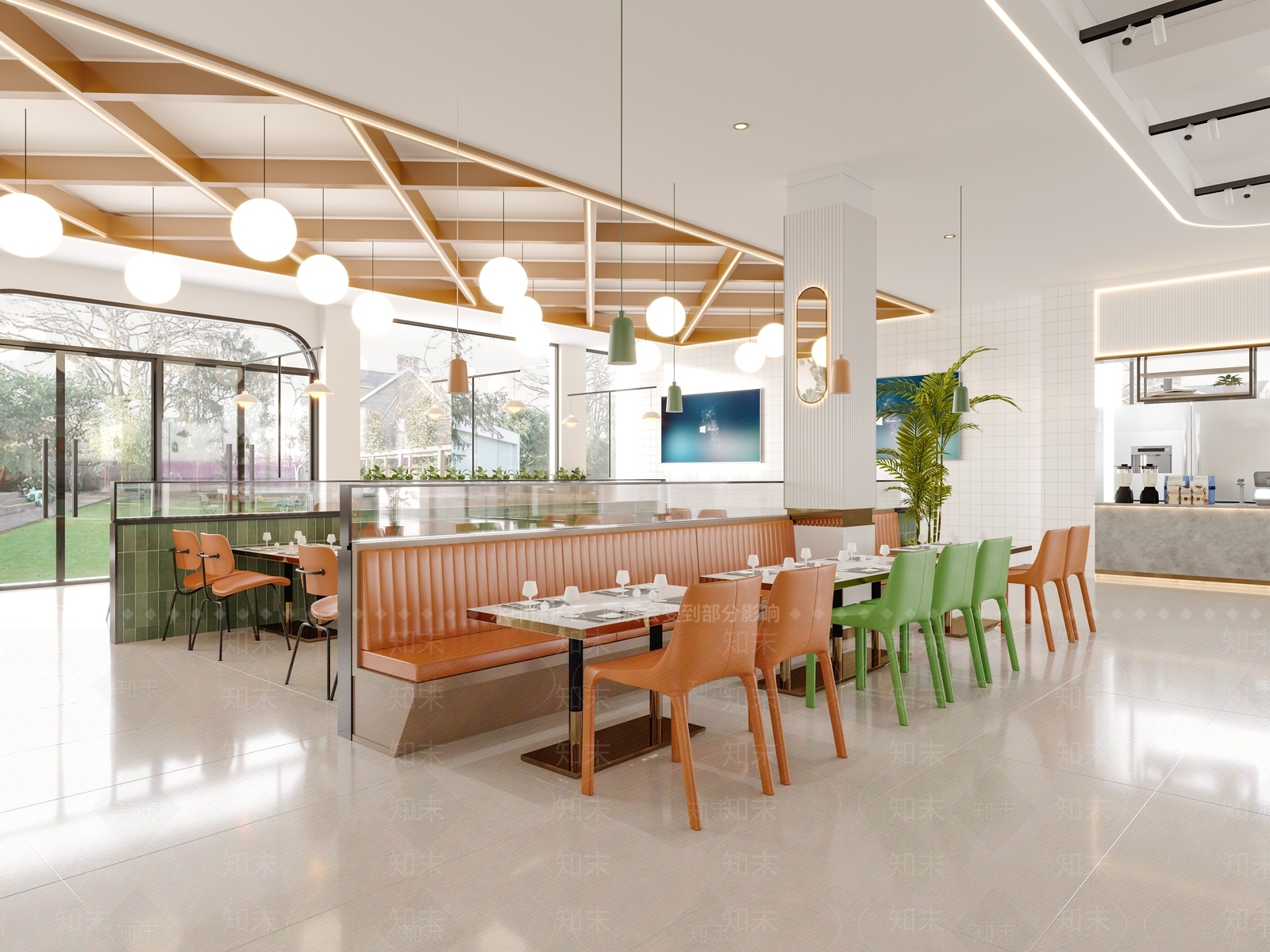 现代学校食堂3D模型下载【ID:1155049663】