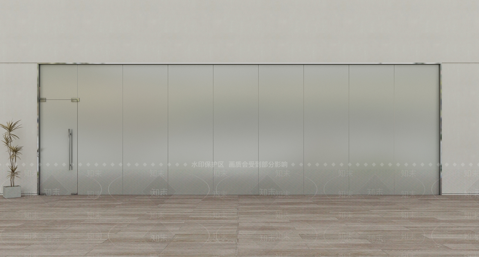 现代办公磨砂玻璃单开门3D模型下载【ID:1155050254】