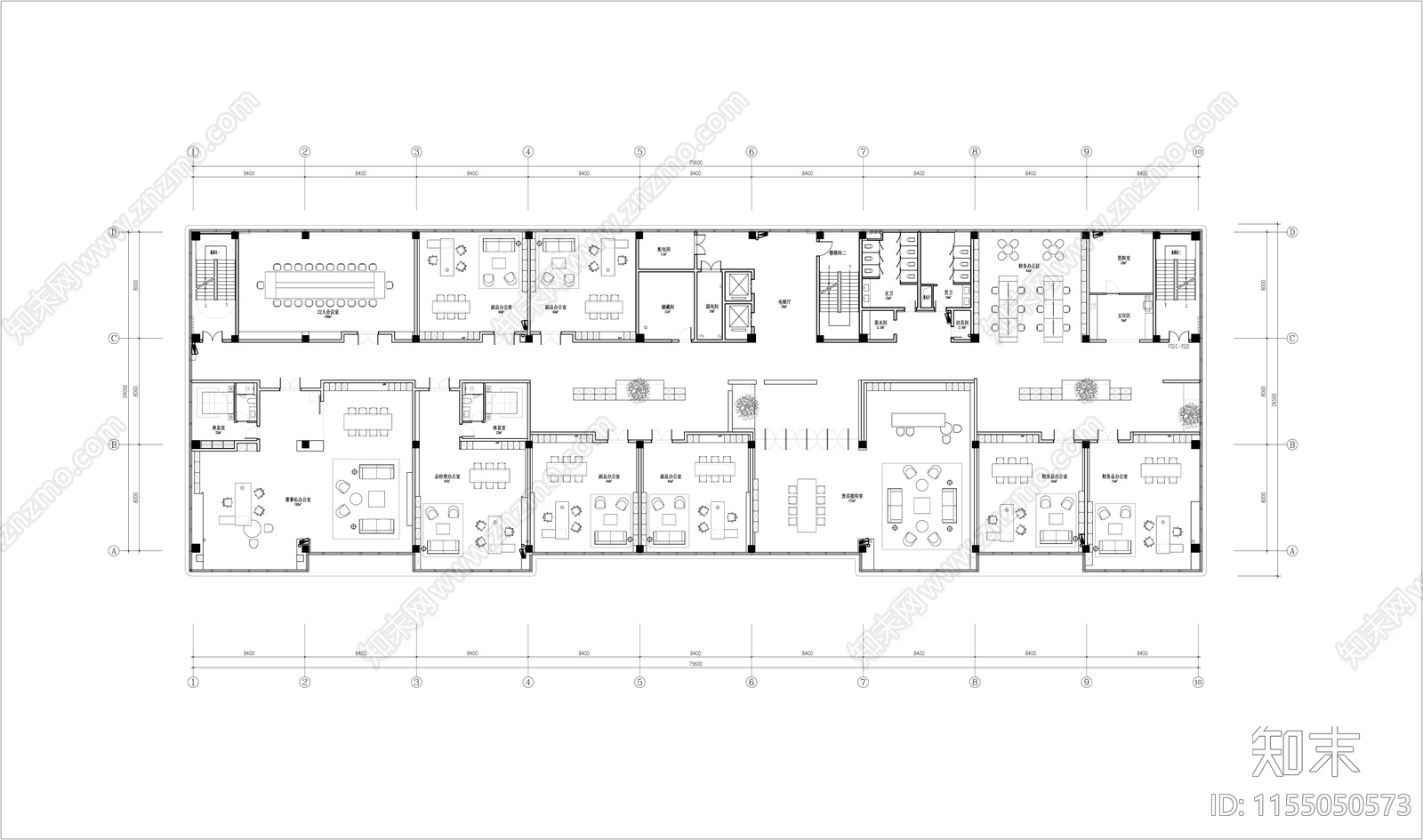 办公室平面方案施工图下载【ID:1155050573】