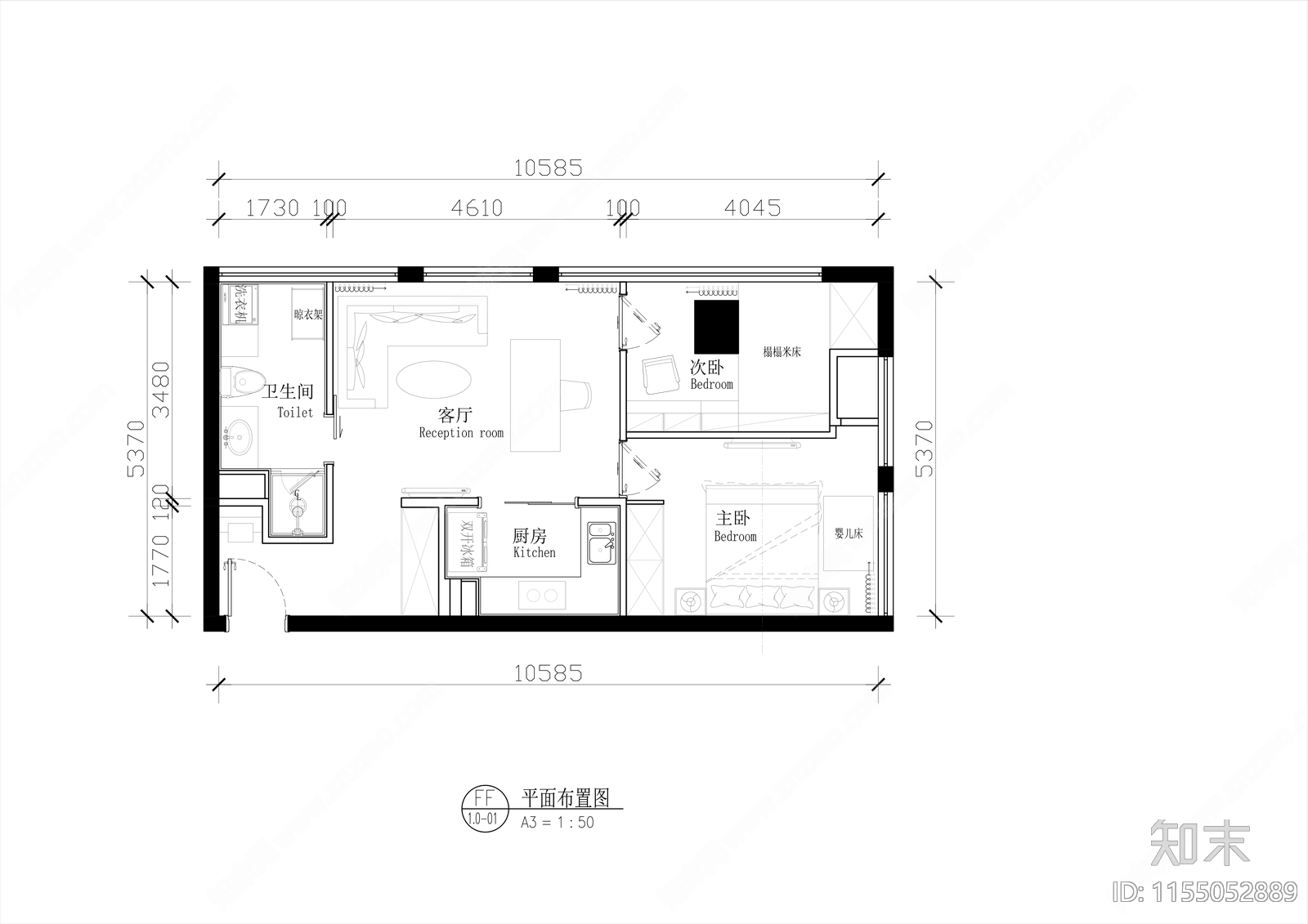 高端公寓室内全cad施工图下载【ID:1155052889】