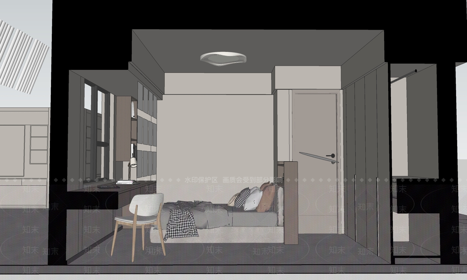 现代榻榻米卧室SU模型下载【ID:1155054867】